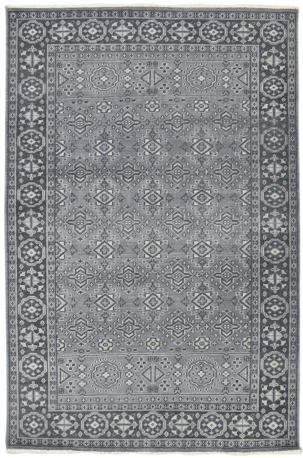 Grey Wool Rug 6' X 9' Persian Hand Knotted Bokhara Oriental Room Size Carpet