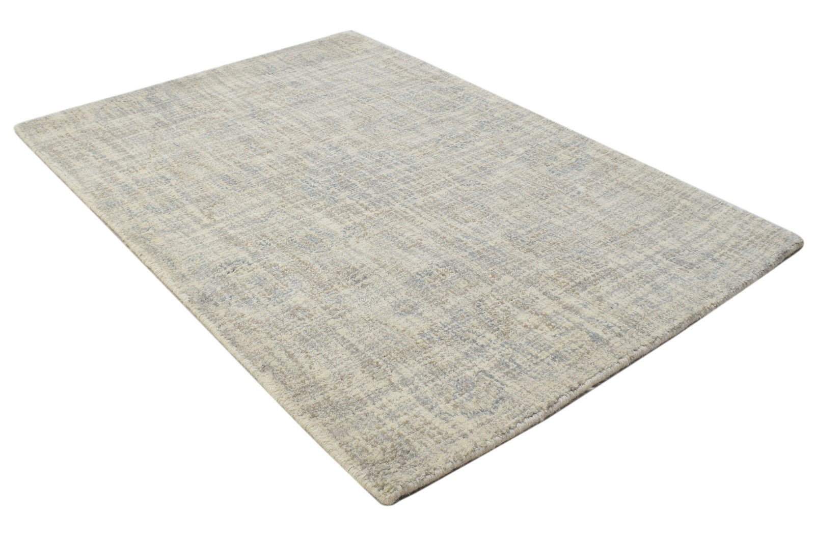 Wool Beige Rug 2' X 2' Modern Hand Tufted Scandinavian Solid Small Carpet 