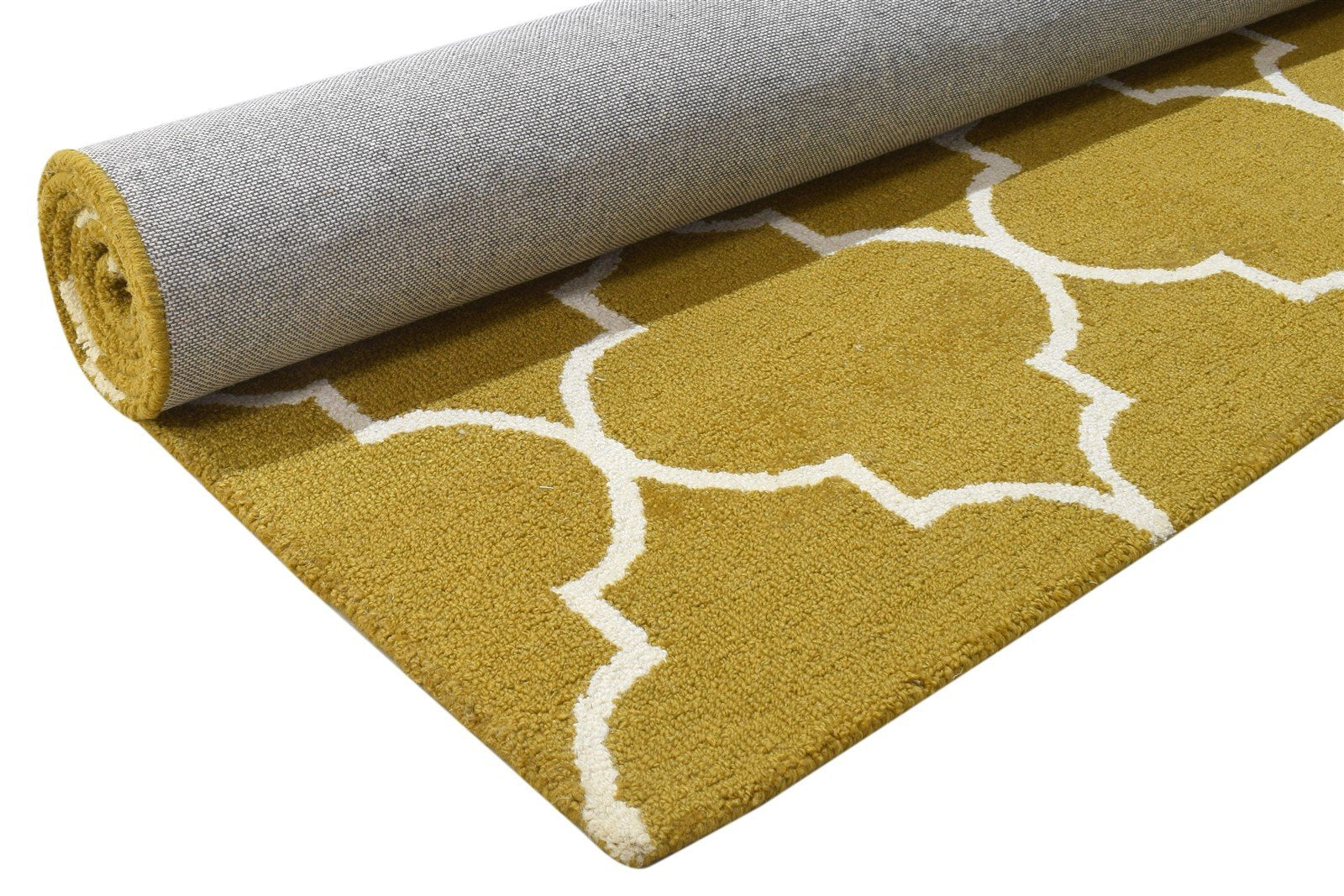 Wool Gold Rug 5' X 5' Modern Hand Tufted Moroccan Trellis Room Size Carpet 