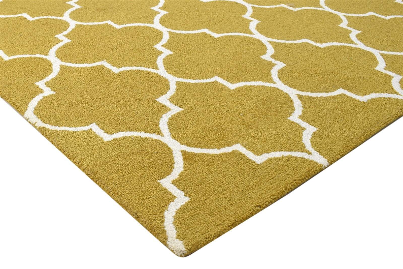 Wool Gold Rug 5' X 5' Modern Hand Tufted Moroccan Trellis Room Size Carpet 