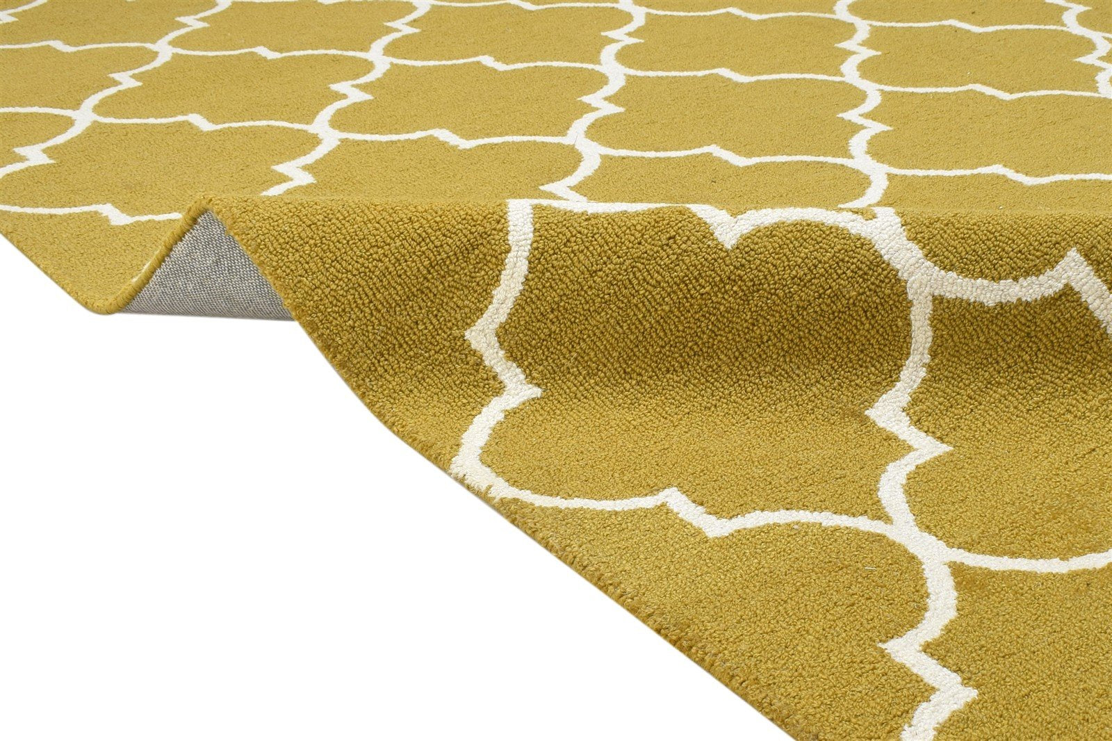 Wool Gold Rug 5' X 5' Modern Hand Tufted Moroccan Trellis Room Size Carpet 