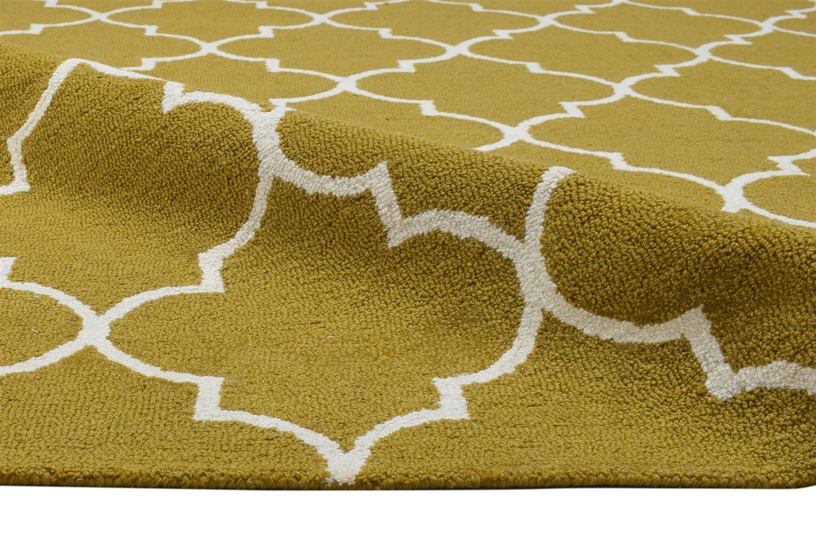 Wool Gold Rug 5' X 5' Modern Hand Tufted Moroccan Trellis Room Size Carpet 