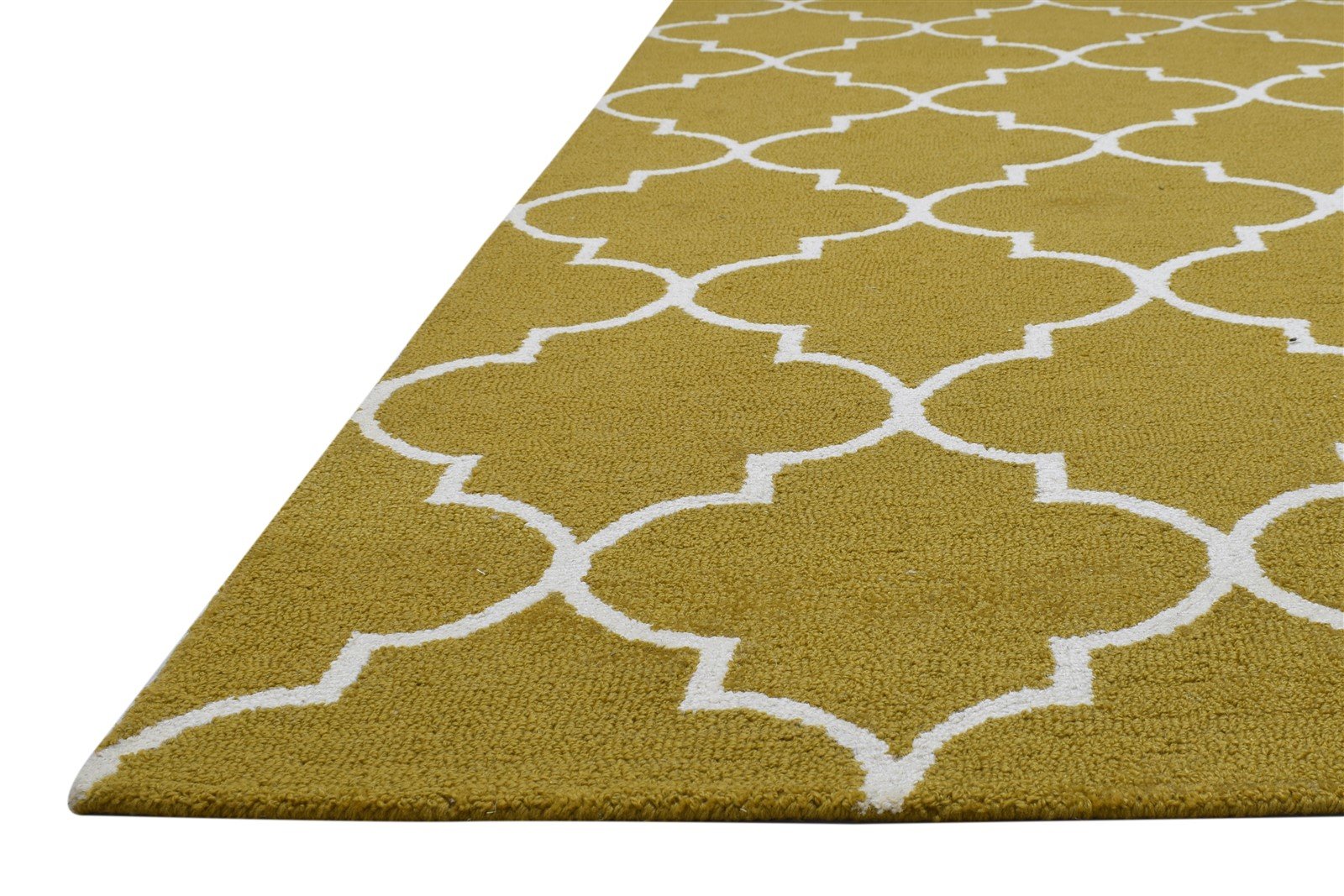 Wool Gold Rug 5' X 5' Modern Hand Tufted Moroccan Trellis Room Size Carpet 