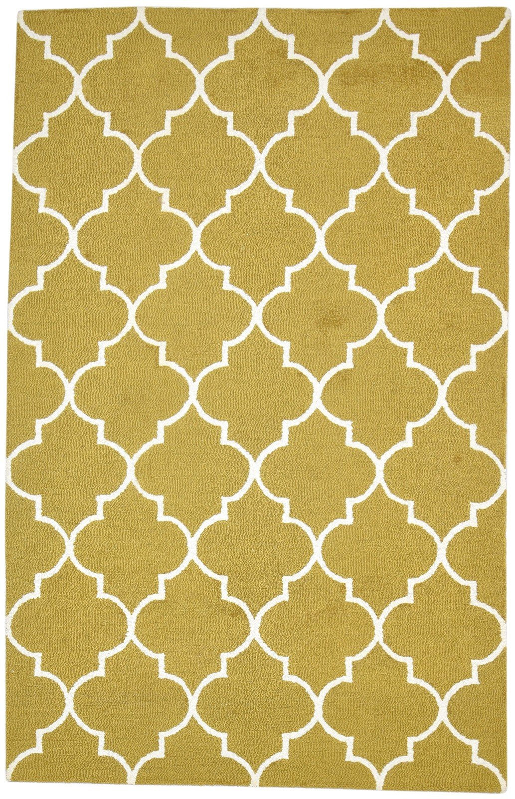 Wool Gold Rug 5' X 5' Modern Hand Tufted Moroccan Trellis Room Size Carpet 