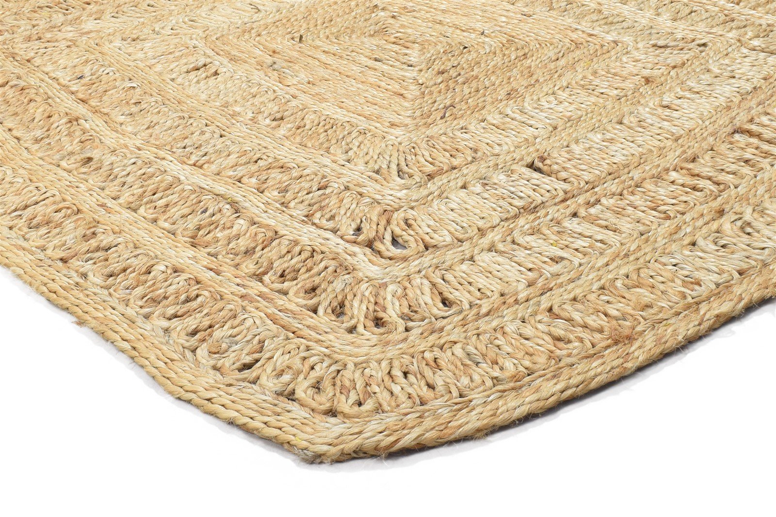 Jute Beige Rug 4' X 4' Modern Hand Woven Scandinavian Solid Room Size Carpet 