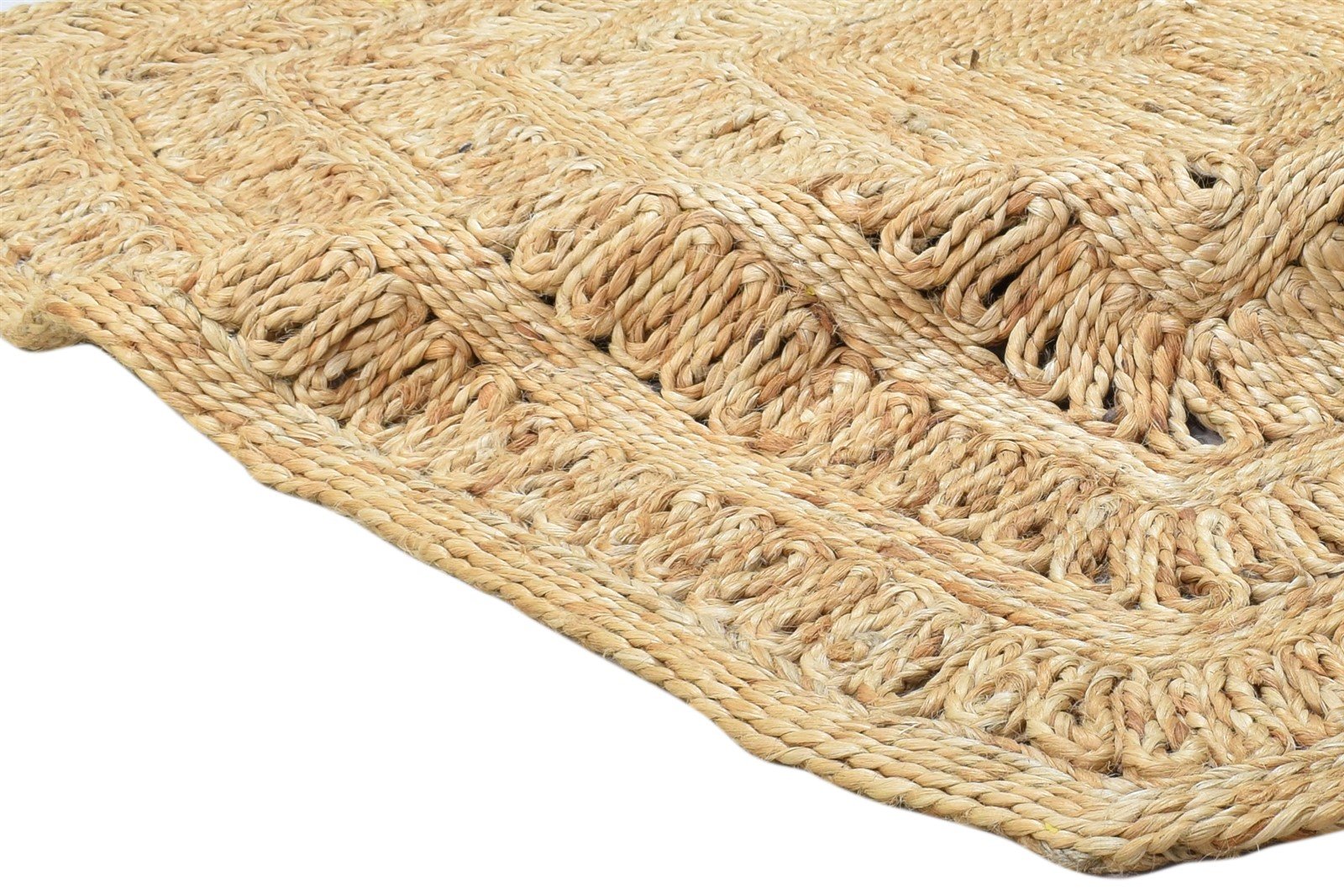 Jute Beige Rug 4' X 4' Modern Hand Woven Scandinavian Solid Room Size Carpet 