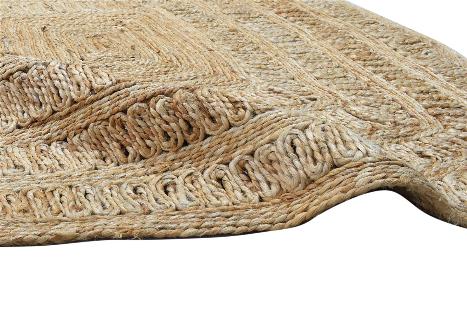 Jute Beige Rug 4' X 4' Modern Hand Woven Scandinavian Solid Room Size Carpet 