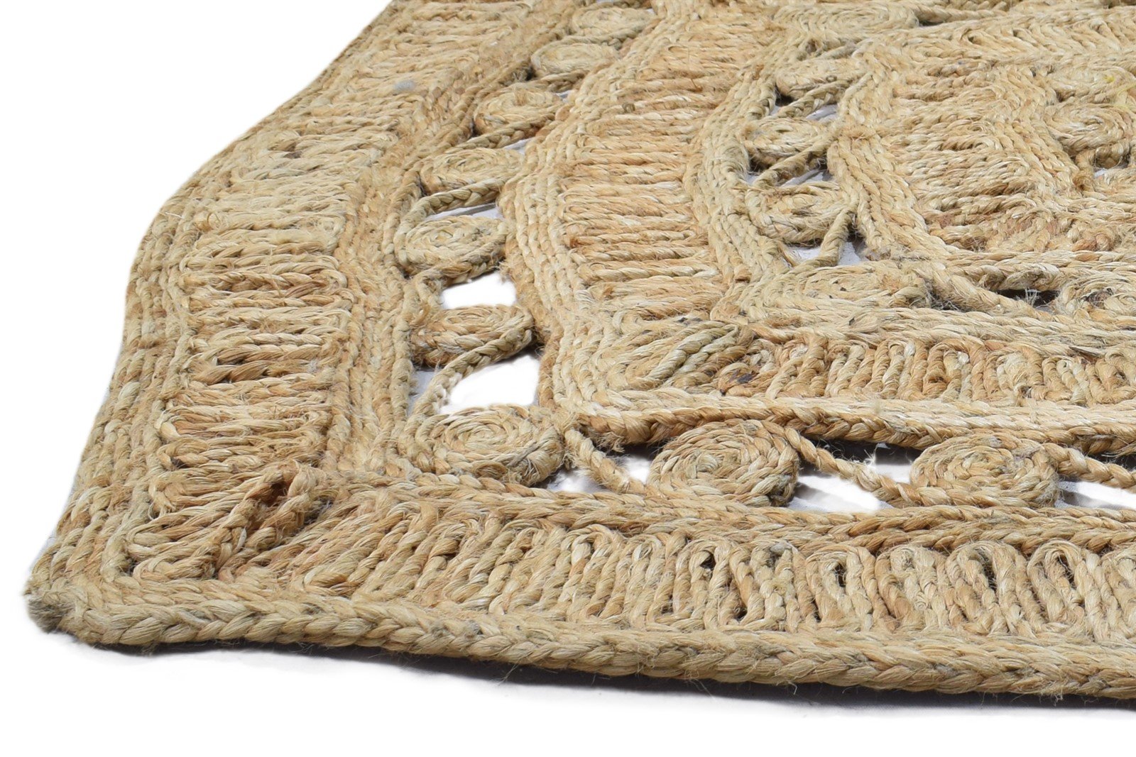 4' X 4' Rug Jute Beige Modern Hand Woven Scandinavian Solid Room Size Carpet 