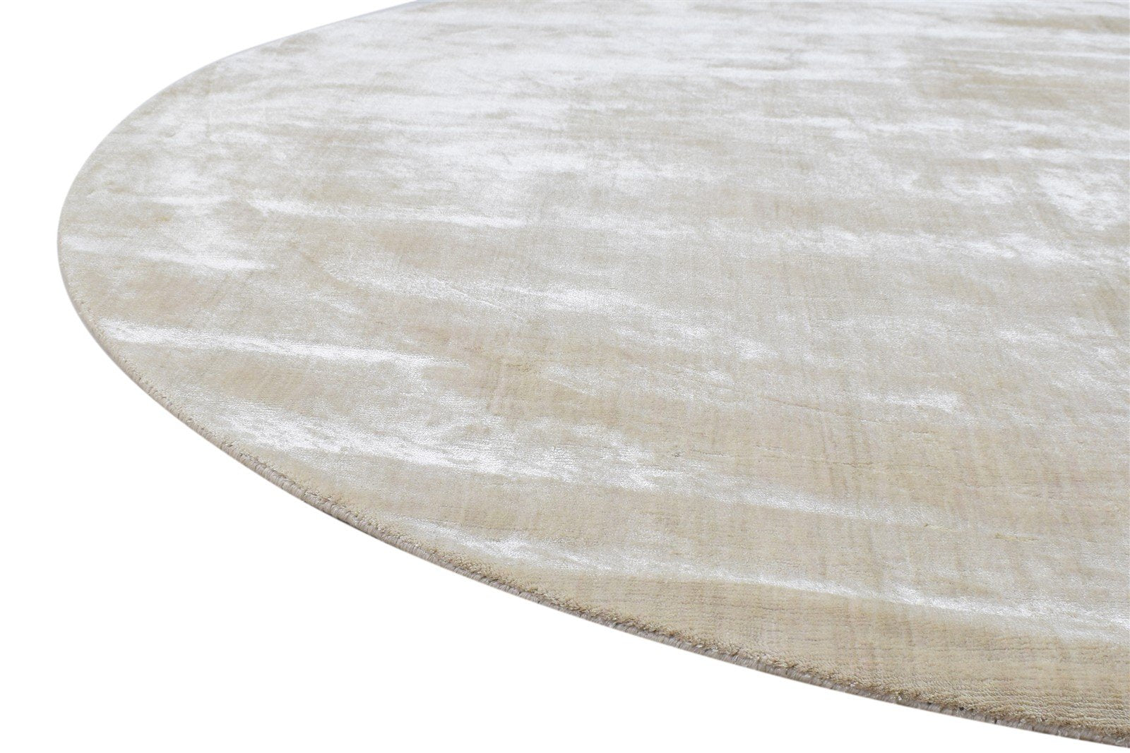 Handloom Beige Silk Rug 6' X 6' Modern Scandinavian Solid Room Size Round 