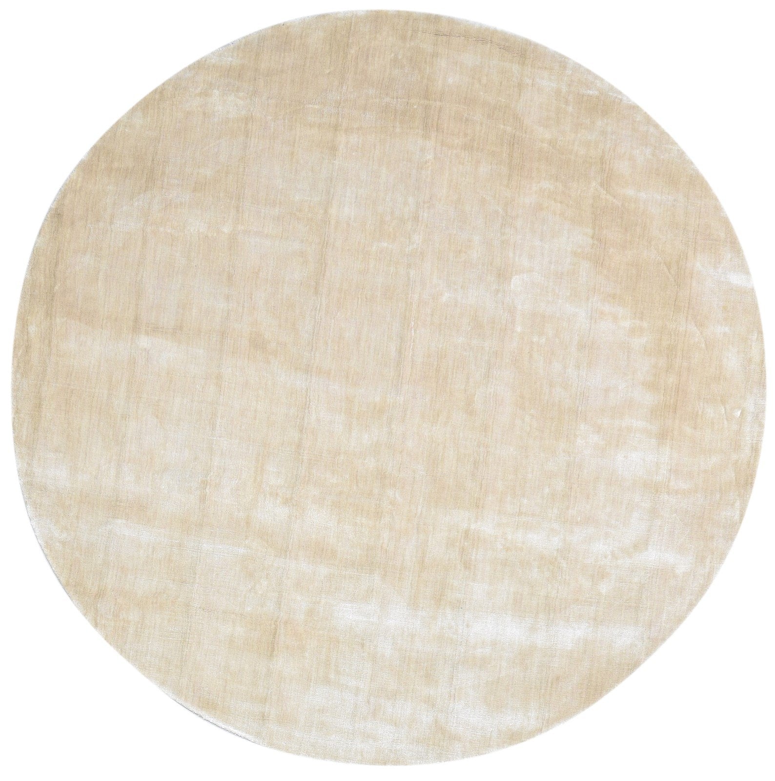 Handloom Beige Silk Rug 6' X 6' Modern Scandinavian Solid Room Size Round 