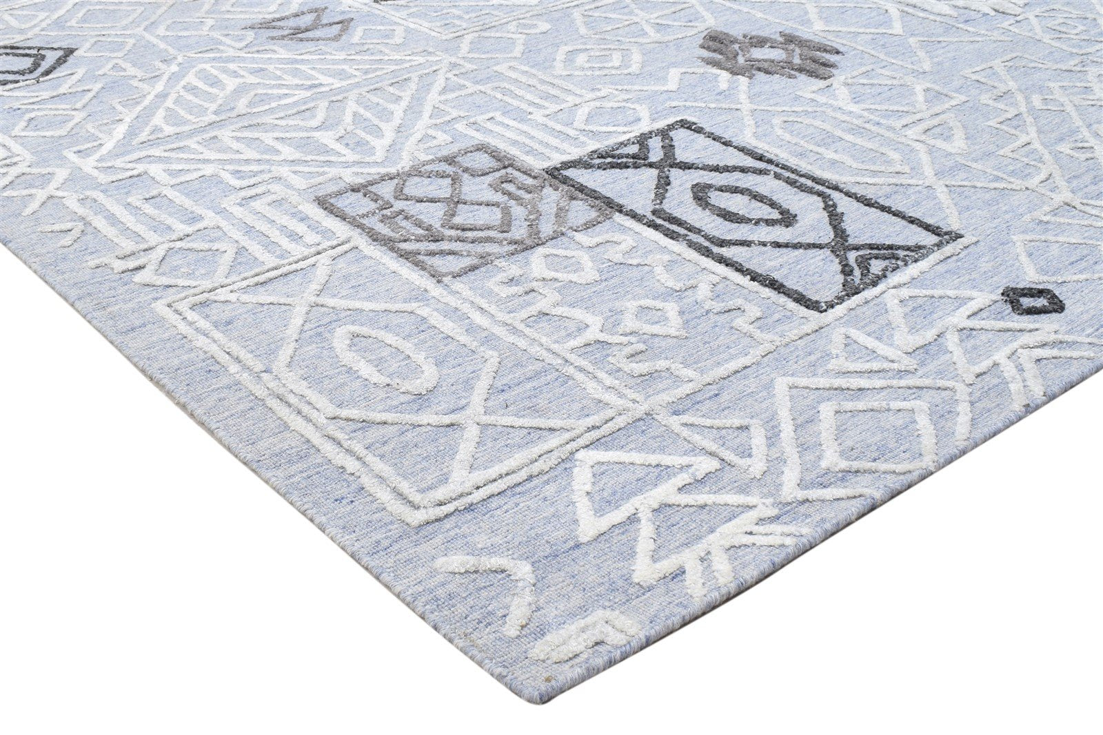 Handloom Grey Polypropylene Rug 5X5 Modern Scandinavian Geometric Room Size 