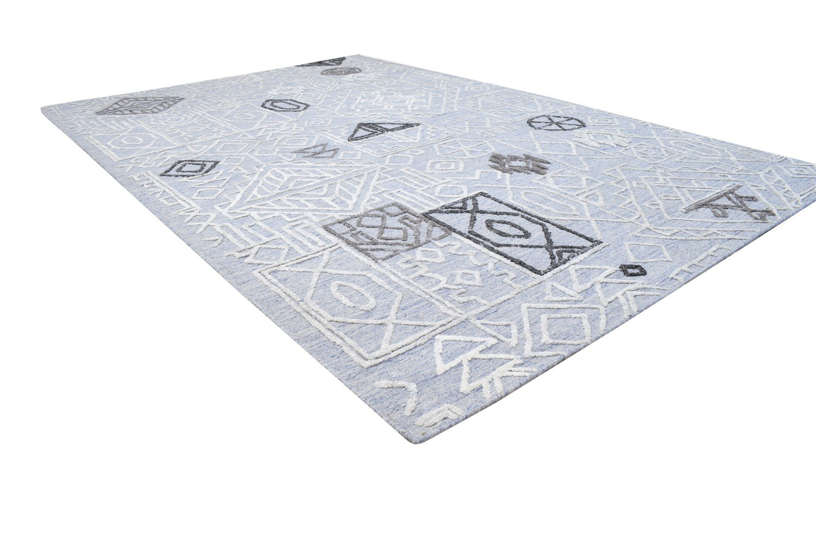 Handloom Grey Polypropylene Rug 5X5 Modern Scandinavian Geometric Room Size 