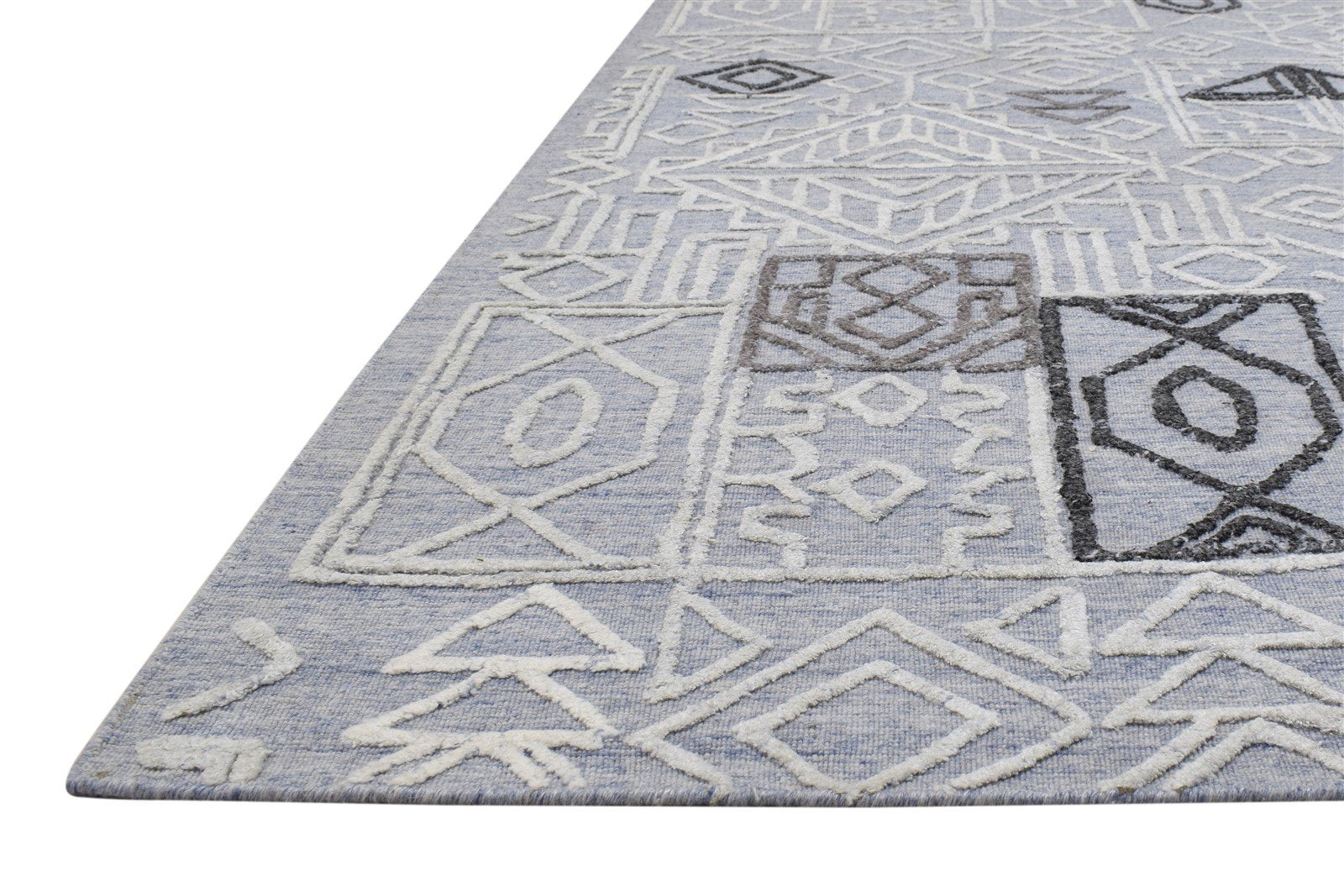 Handloom Grey Polypropylene Rug 5X5 Modern Scandinavian Geometric Room Size 