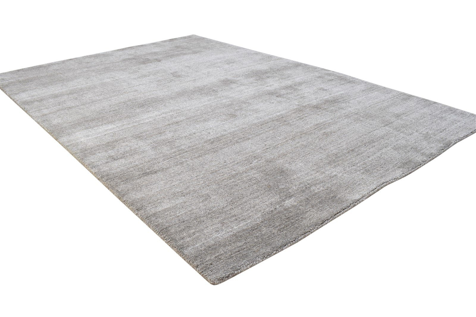 Wool / Silk Grey Rug 4X6 Modern Handloom Scandinavian Solid Room Size Carpet 