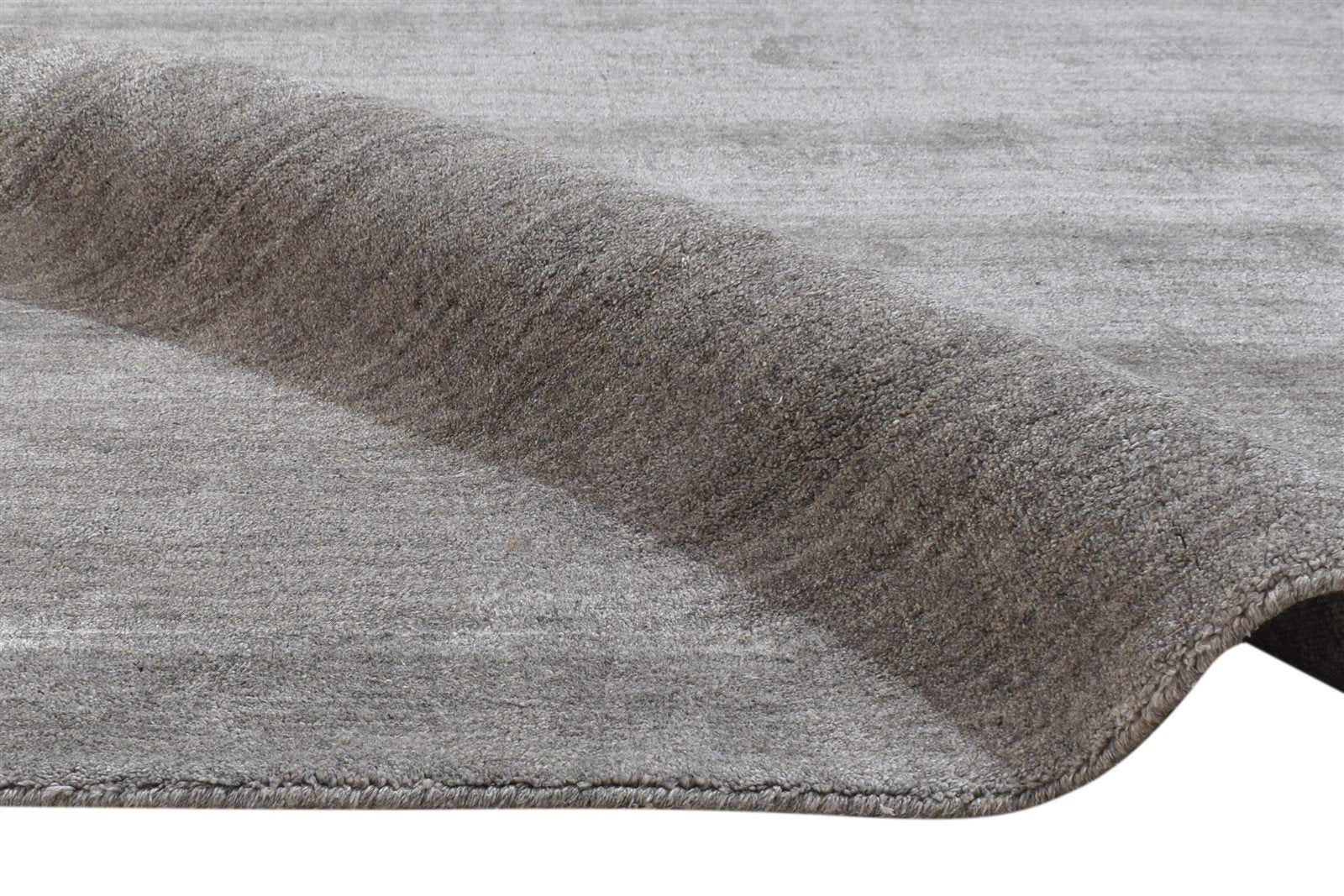 Wool / Silk Grey Rug 4X6 Modern Handloom Scandinavian Solid Room Size Carpet 