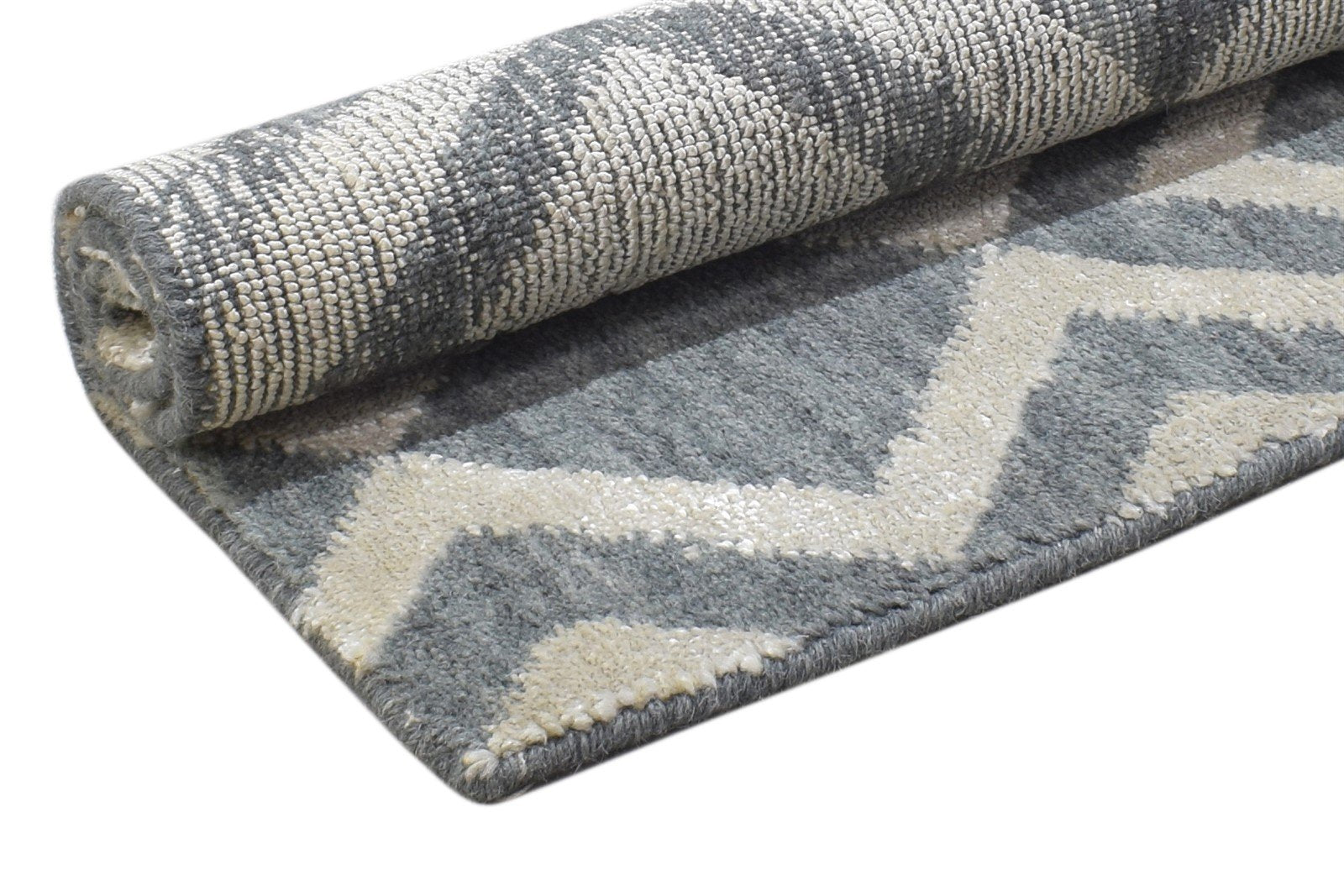 2X2 Rug Silk Dark Grey Modern Jacquard Loom Scandinavian Geometric Small Carpet 