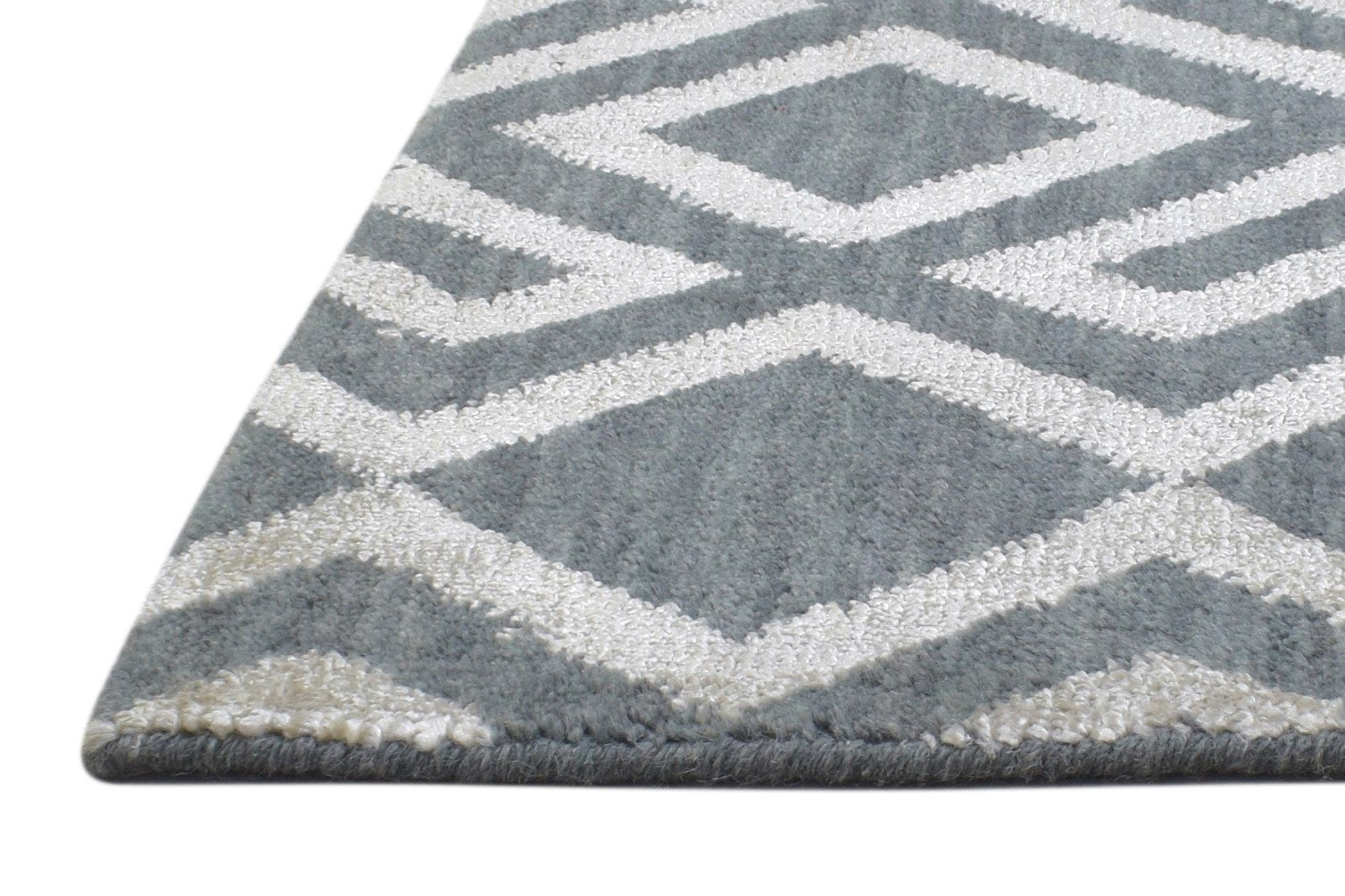 2X2 Rug Silk Dark Grey Modern Jacquard Loom Scandinavian Geometric Small Carpet 