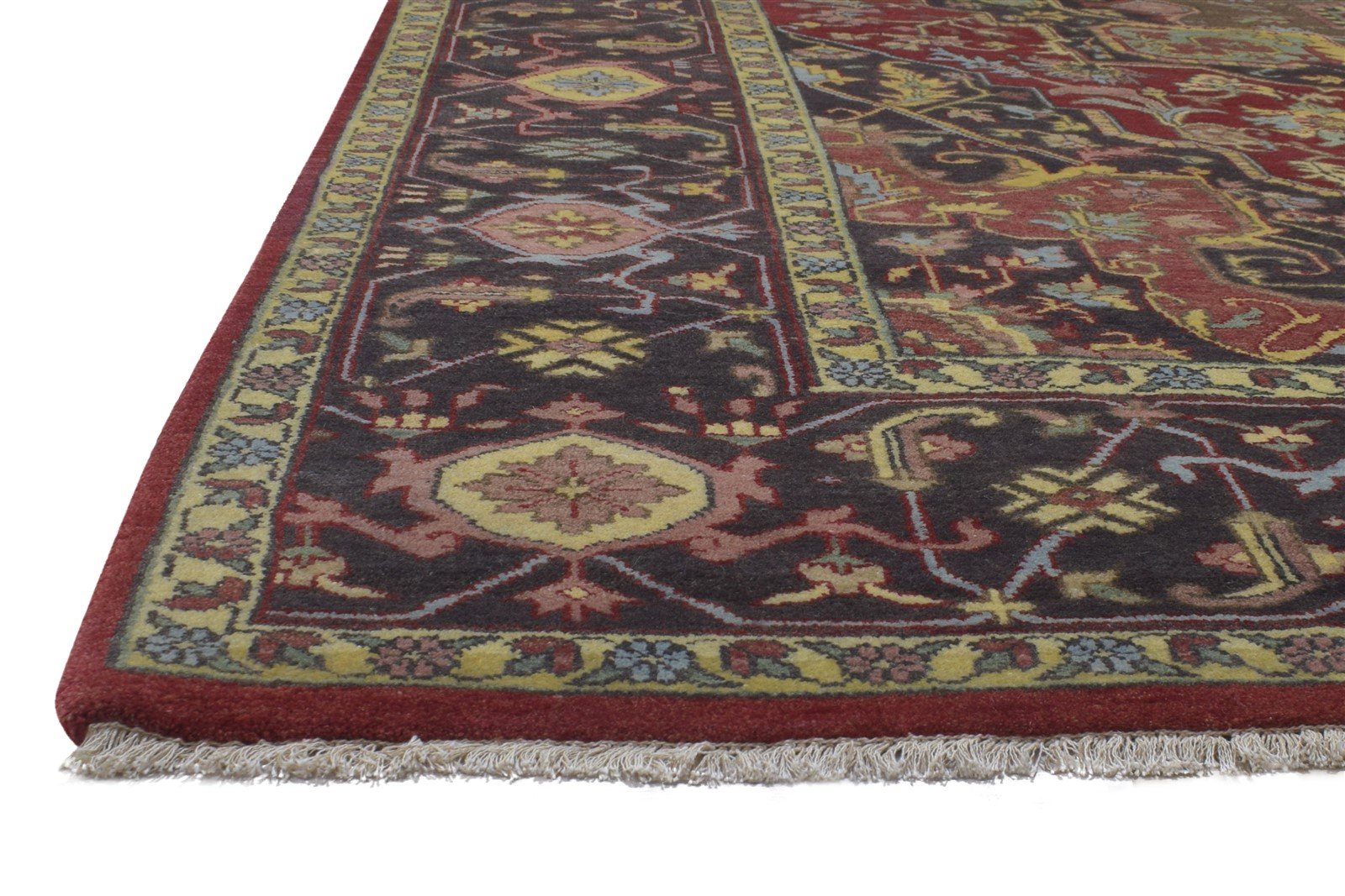 Red Wool Rug 9' X 12' Persian Hand Knotted Serapi Oriental Large Carpet 