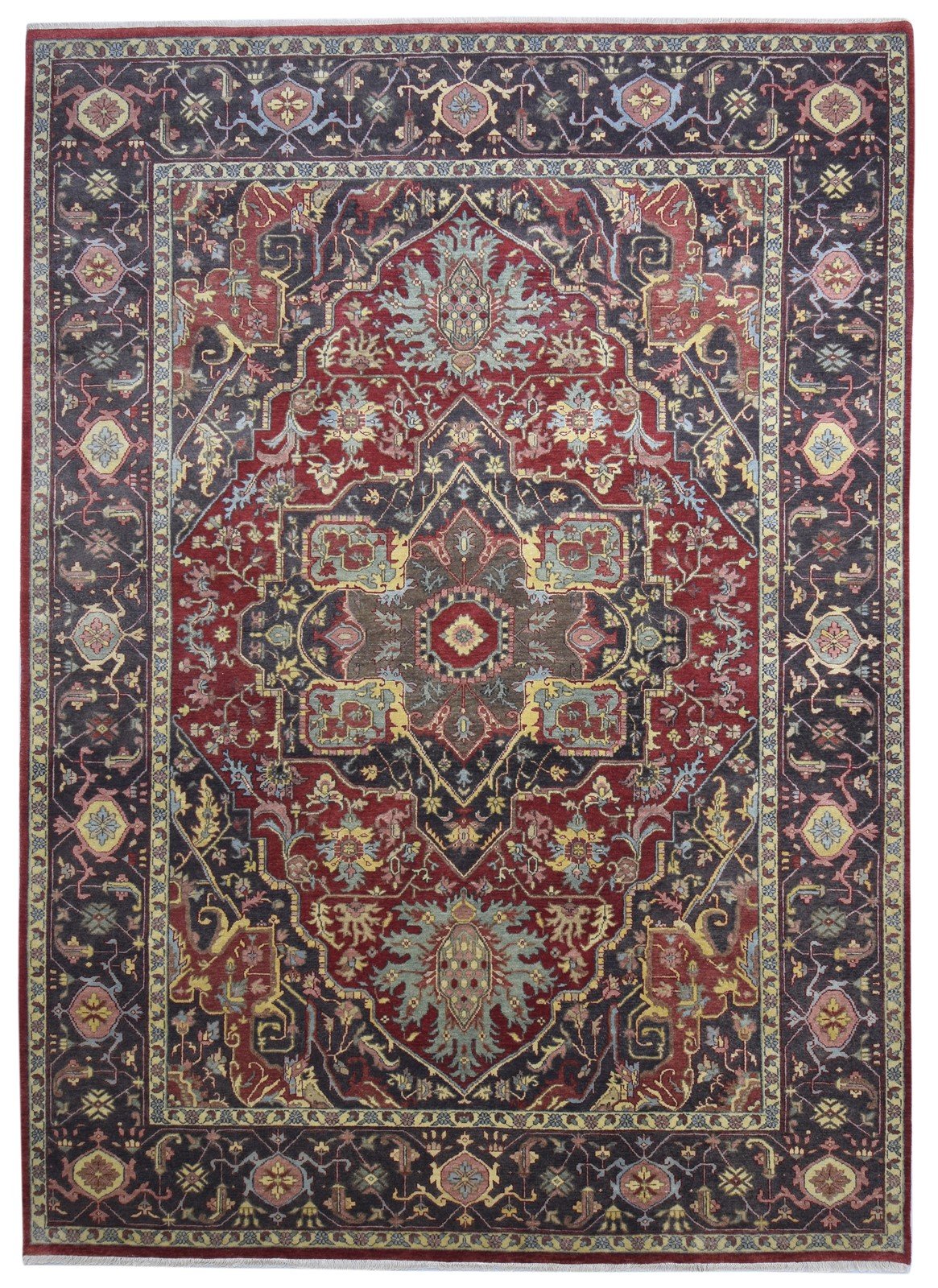 Red Wool Rug 9' X 12' Persian Hand Knotted Serapi Oriental Large Carpet 