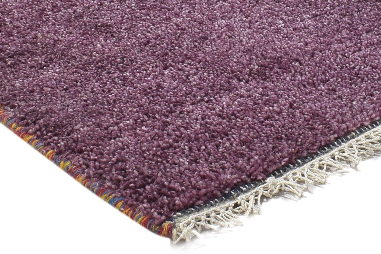 Wool Purple Rug 2' X 2' Modern Hand Knotted Scandinavian Solid Small Carpet 