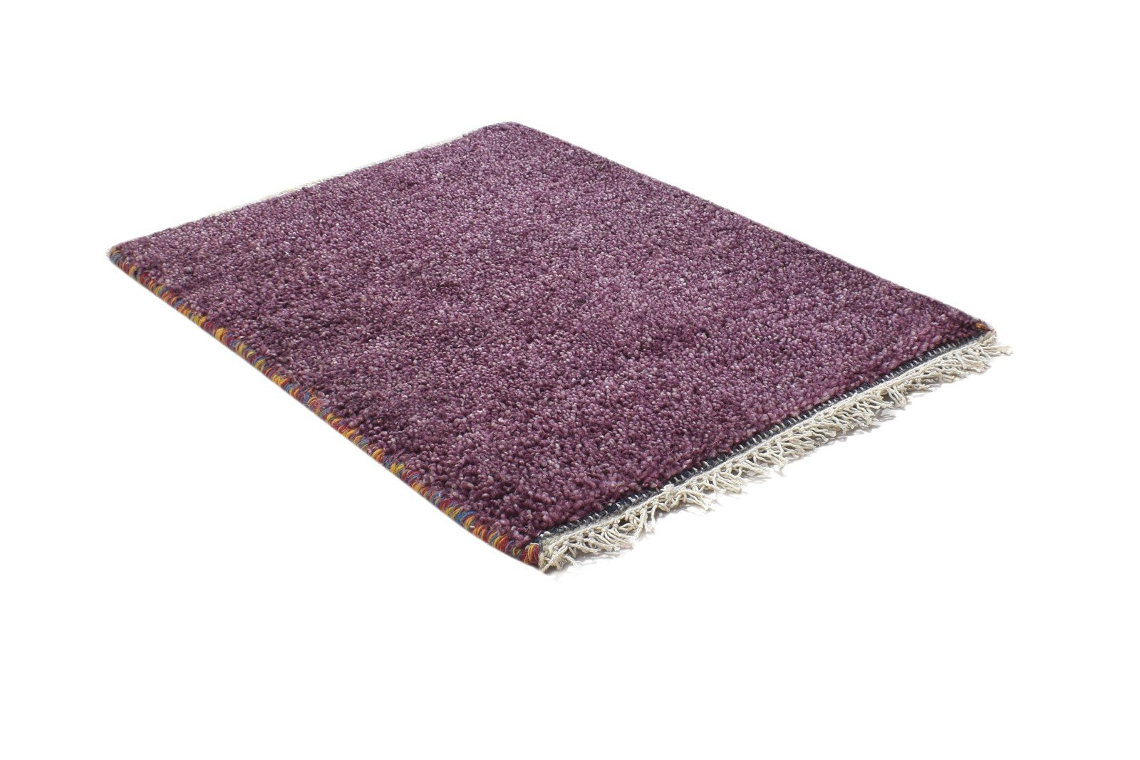 Wool Purple Rug 2' X 2' Modern Hand Knotted Scandinavian Solid Small Carpet 