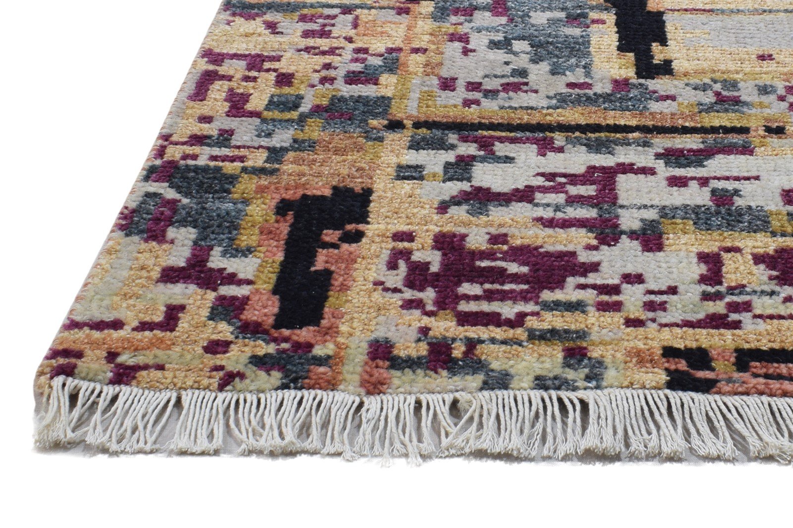 Wool Rust Rug 3' X 10' Modern Hand Knotted Indian Abstract Small Runner 