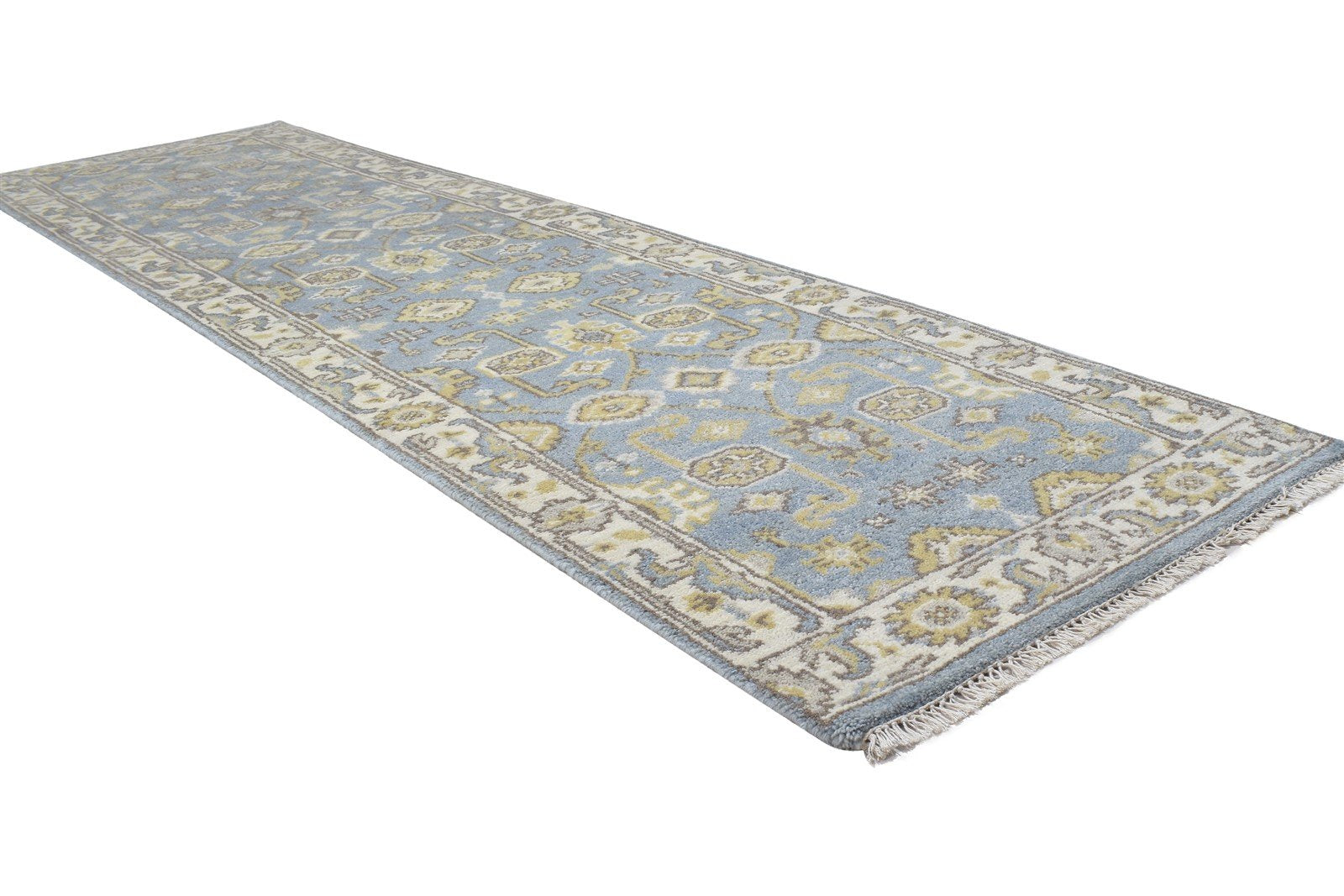 Wool Grey Rug 2'6 X 10' Persian Hand Knotted Oushak Oriental Small Runner 