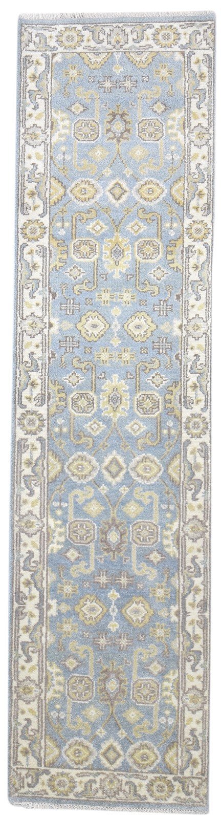 Wool Grey Rug 2'6 X 10' Persian Hand Knotted Oushak Oriental Small Runner 