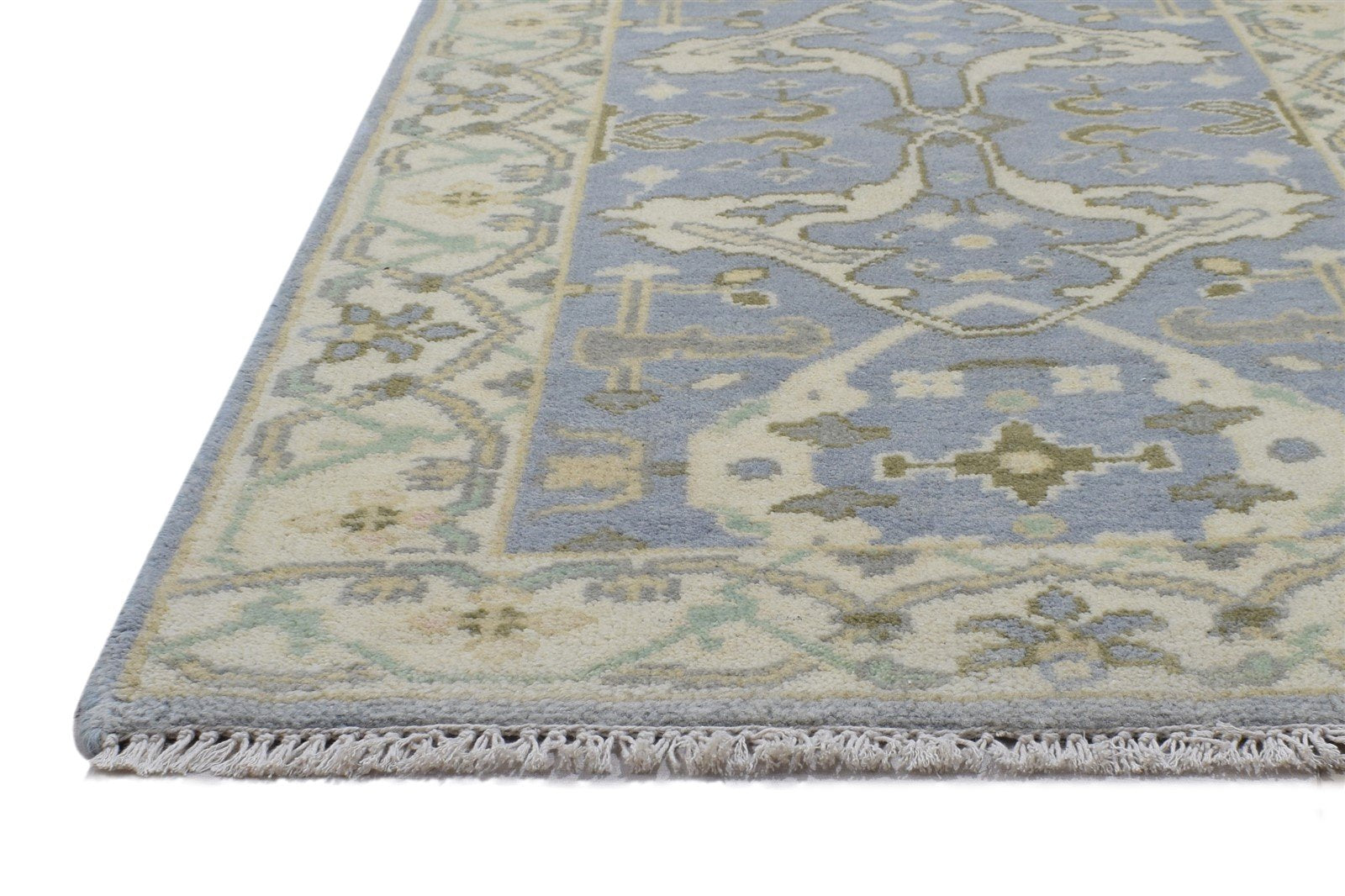 Blue Wool Rug 2'6 X 8' Persian Hand Knotted Oushak Oriental Small Runner 