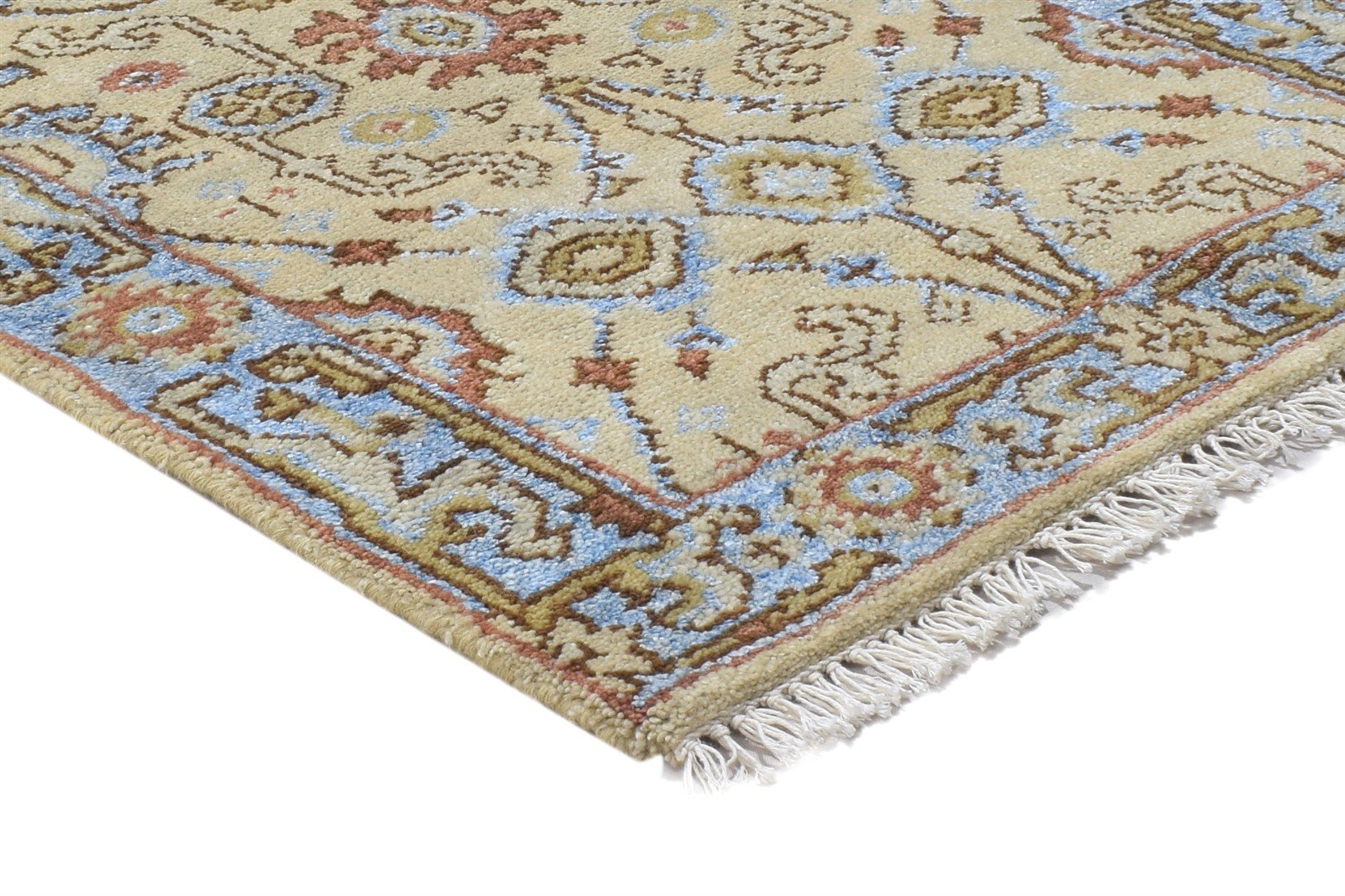 Wool Beige Rug 2'6 X 8' Persian Hand Knotted Oushak Oriental Small Runner 