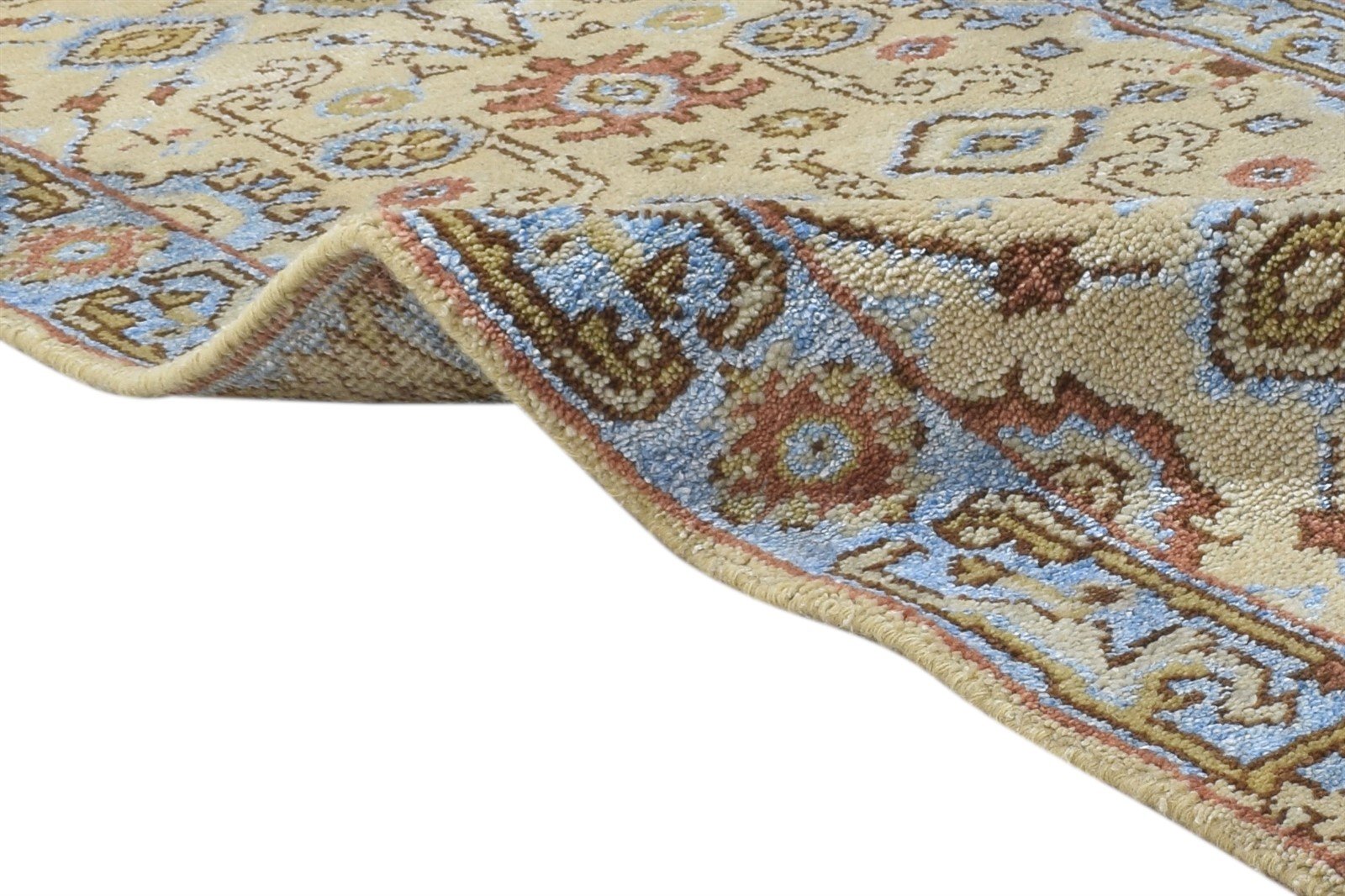 Wool Beige Rug 2'6 X 8' Persian Hand Knotted Oushak Oriental Small Runner 