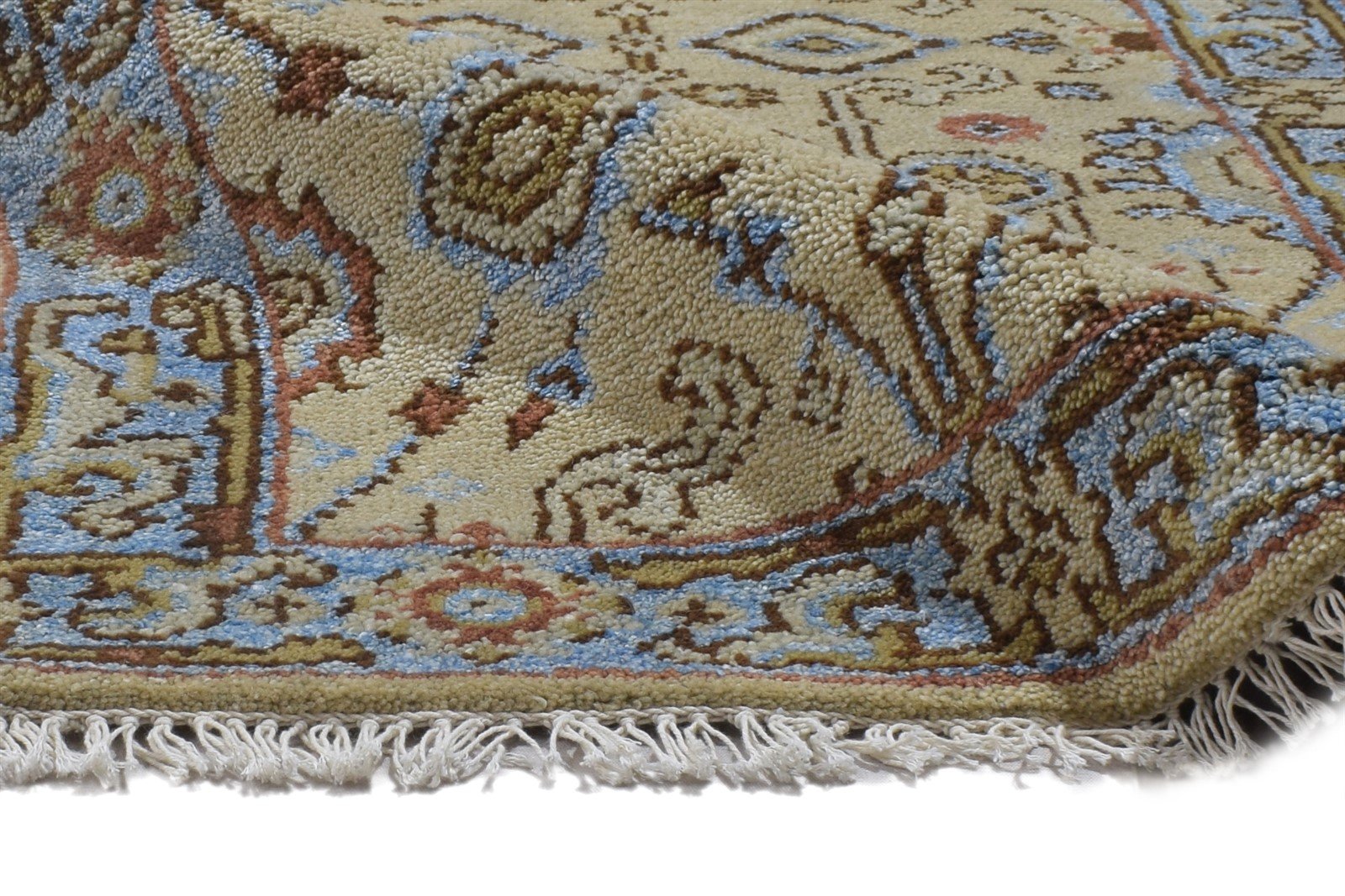 Wool Beige Rug 2'6 X 8' Persian Hand Knotted Oushak Oriental Small Runner 