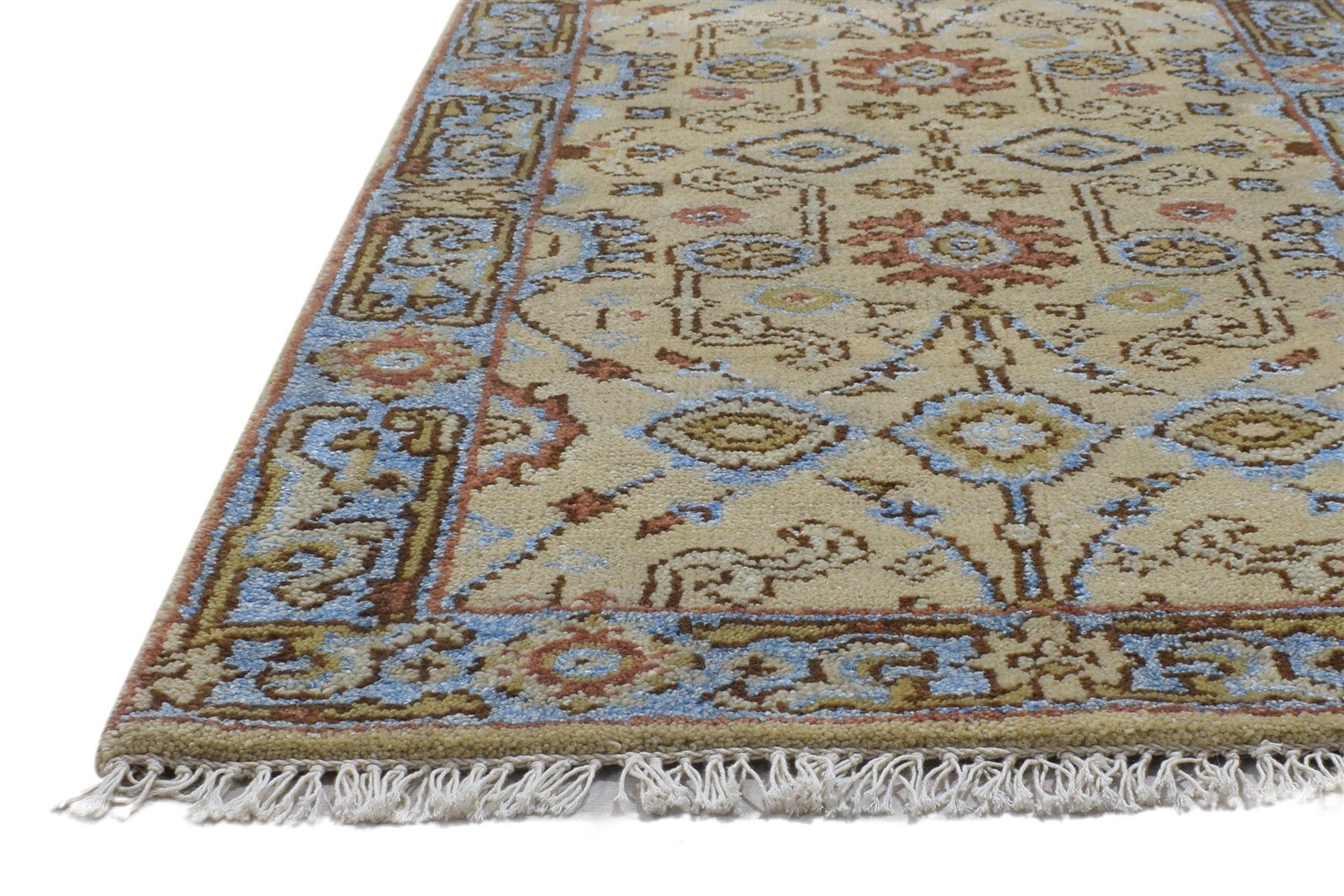 Wool Beige Rug 2'6 X 8' Persian Hand Knotted Oushak Oriental Small Runner 