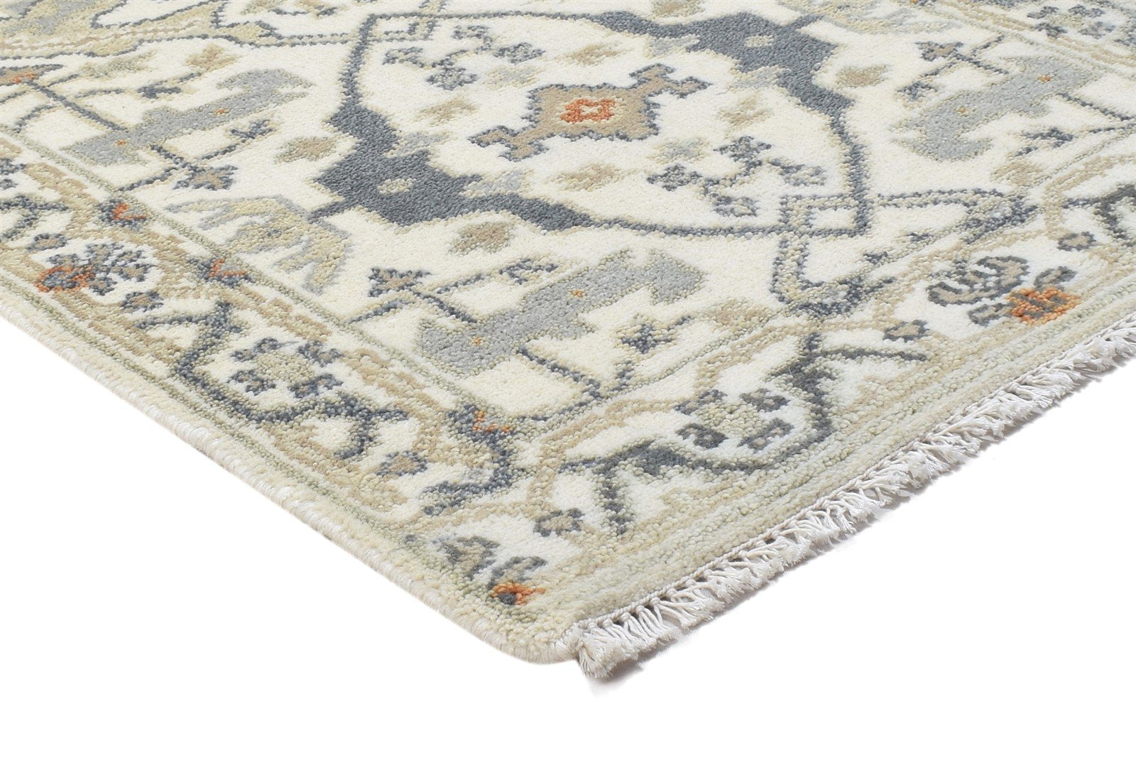 Wool Cream Rug 3' X 10' Persian Hand Knotted Oushak Oriental Small Runner 