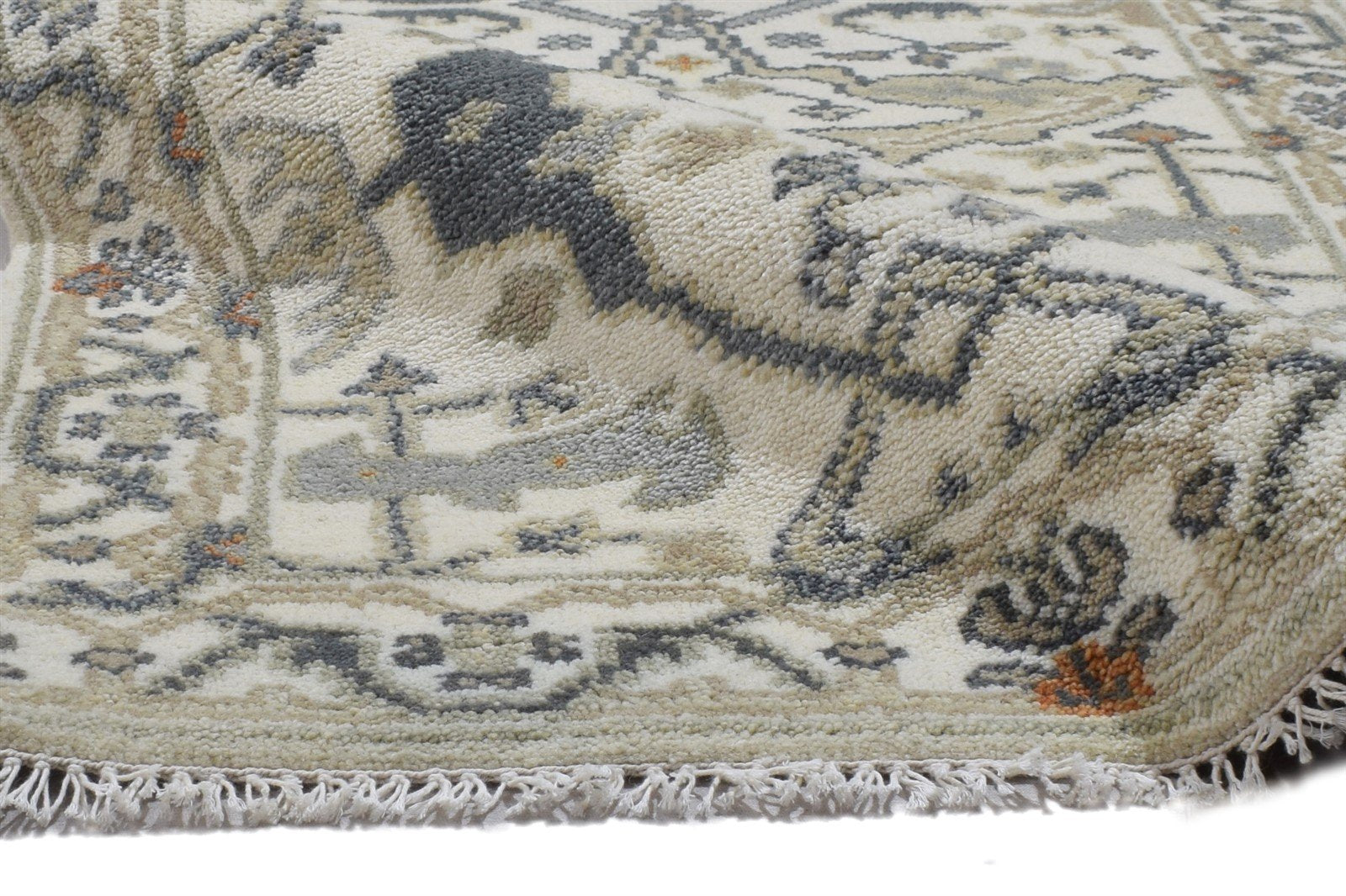 Wool Cream Rug 3' X 10' Persian Hand Knotted Oushak Oriental Small Runner 