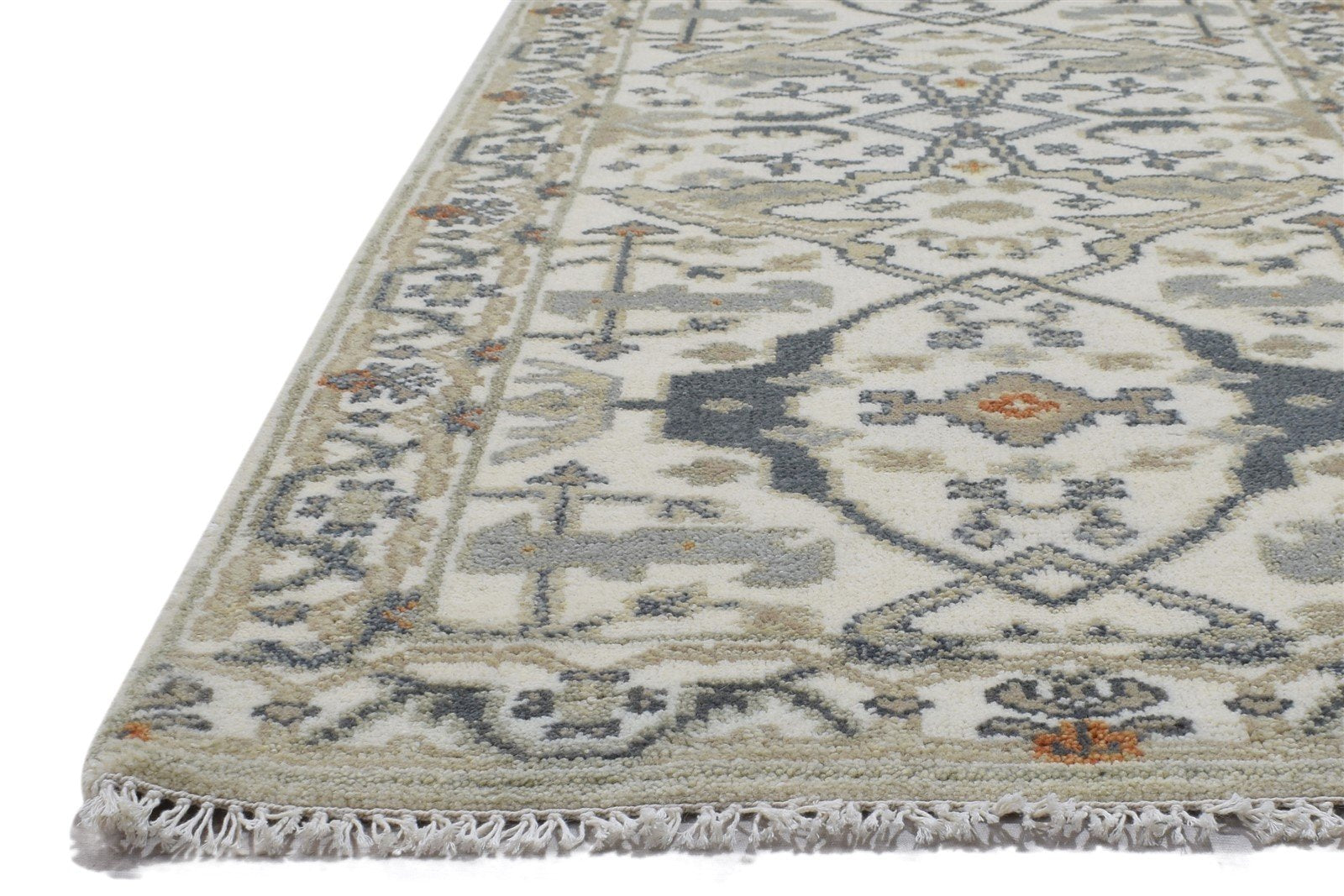 Wool Cream Rug 3' X 10' Persian Hand Knotted Oushak Oriental Small Runner 