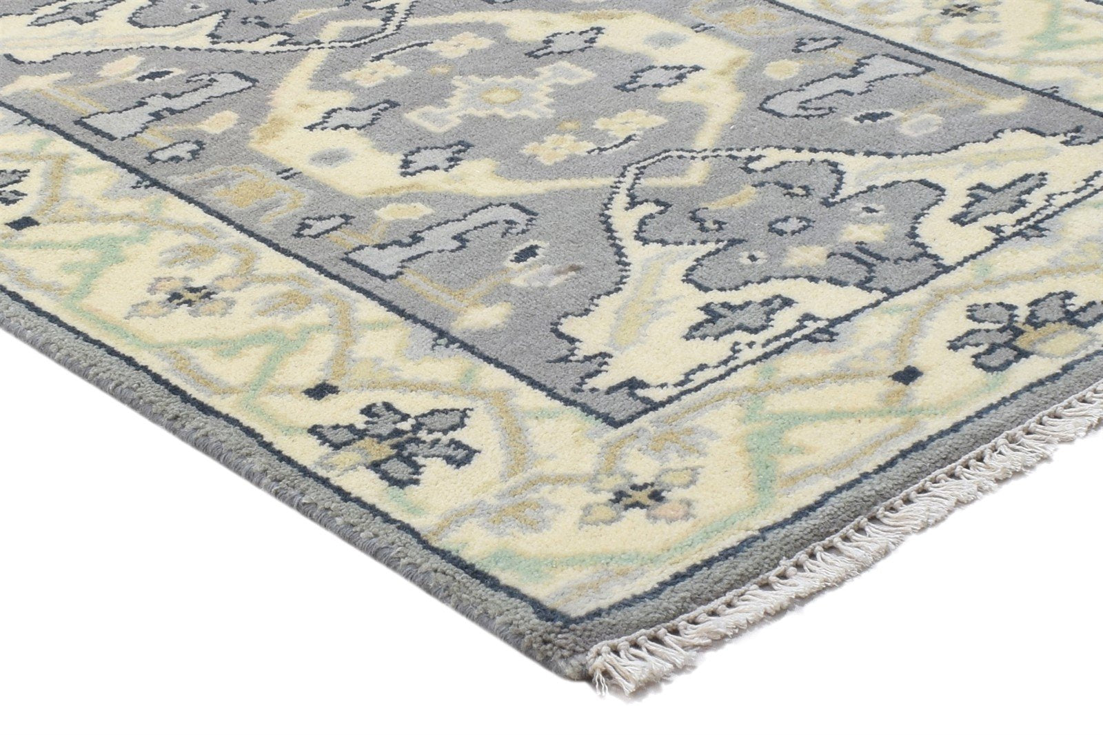 Hand Knotted Grey Wool Rug 3' X 10' Persian Oushak Oriental Small Runner 