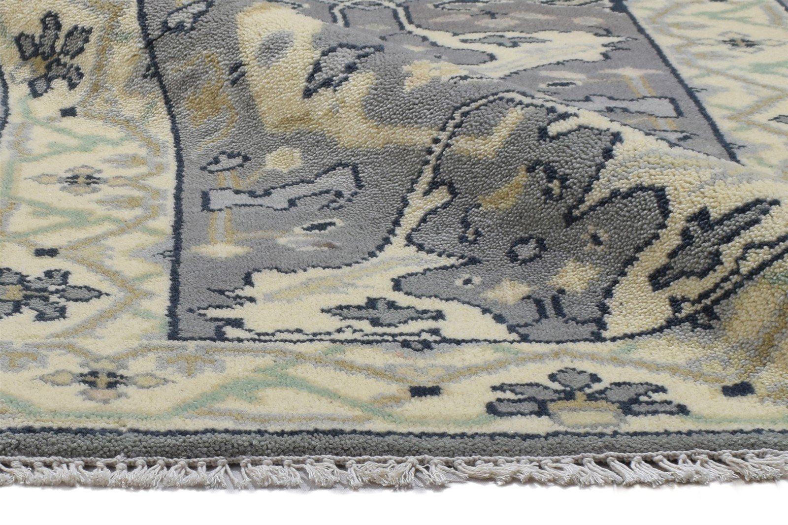 Hand Knotted Grey Wool Rug 3' X 10' Persian Oushak Oriental Small Runner 