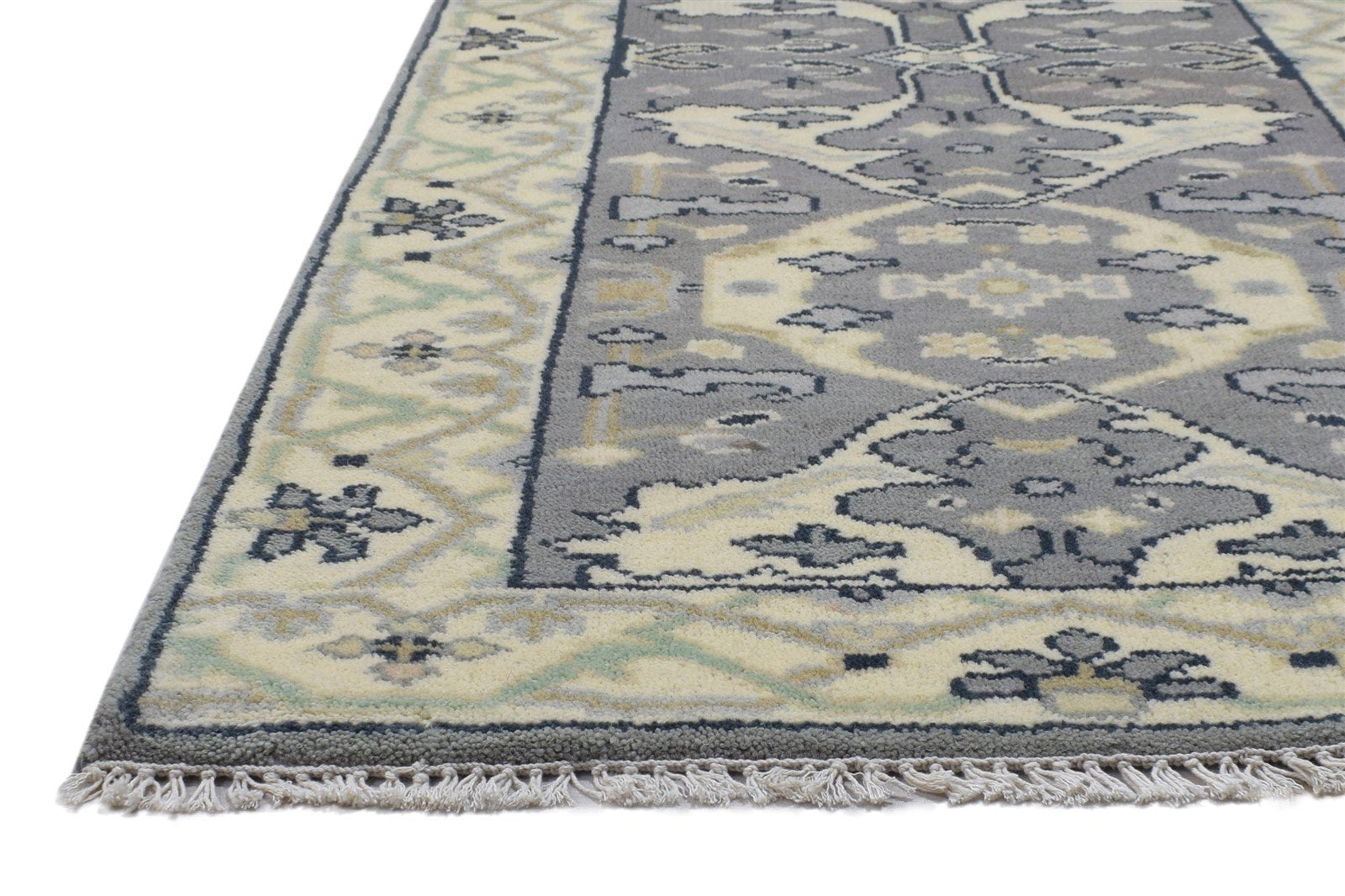 Hand Knotted Grey Wool Rug 3' X 10' Persian Oushak Oriental Small Runner 