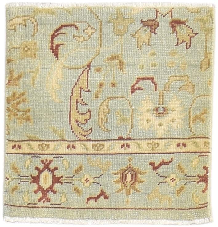 Wool Blue Rug 2' X 2' Persian Hand Knotted Oushak Oriental Small Carpet 