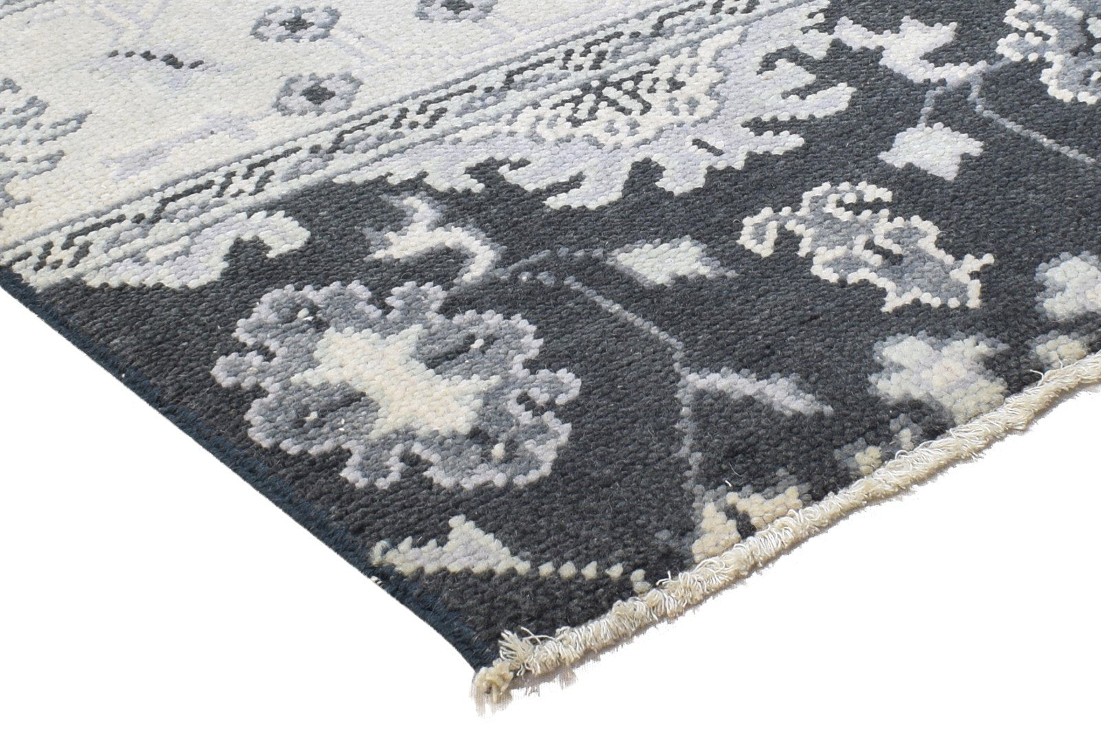 Wool Charcoal Rug 2' X 2' Persian Hand Knotted Oushak Oriental Small Carpet 