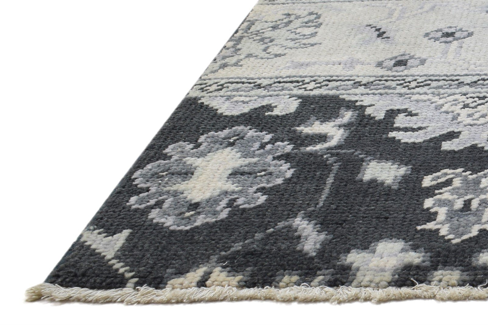 Wool Charcoal Rug 2' X 2' Persian Hand Knotted Oushak Oriental Small Carpet 