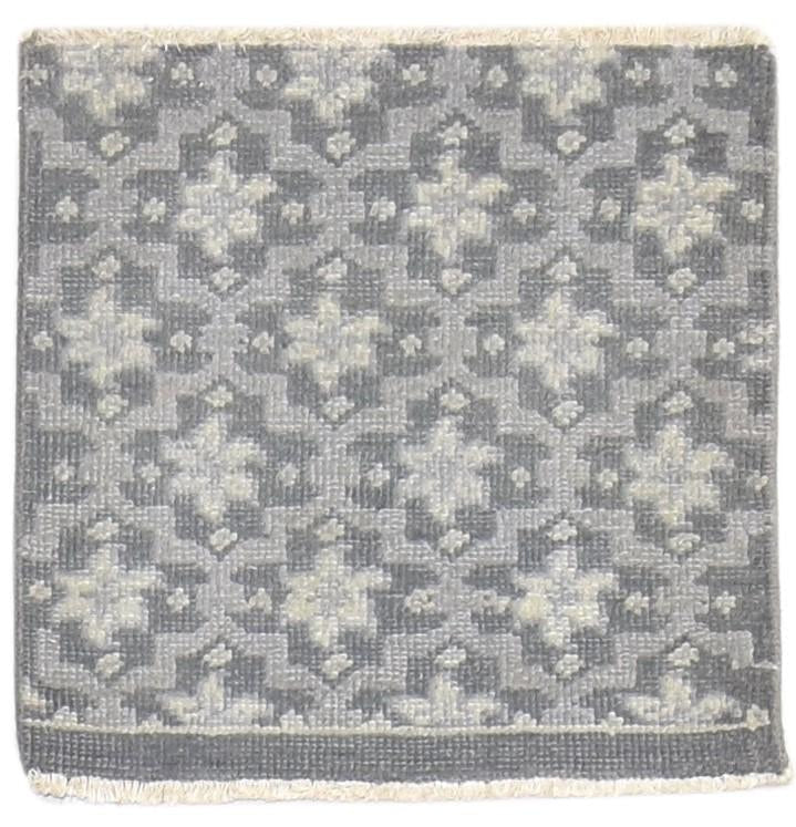 Wool Charcoal Rug 2' X 2' Modern Hand Knotted Moroccan Oriental Small Carpet 