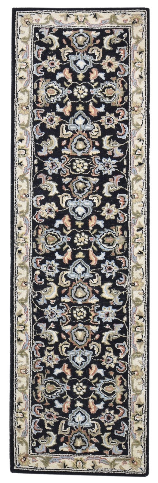 Black Wool Rug 2'6 X 8' Persian Hand Tufted Kashan Oriental Small Runner 