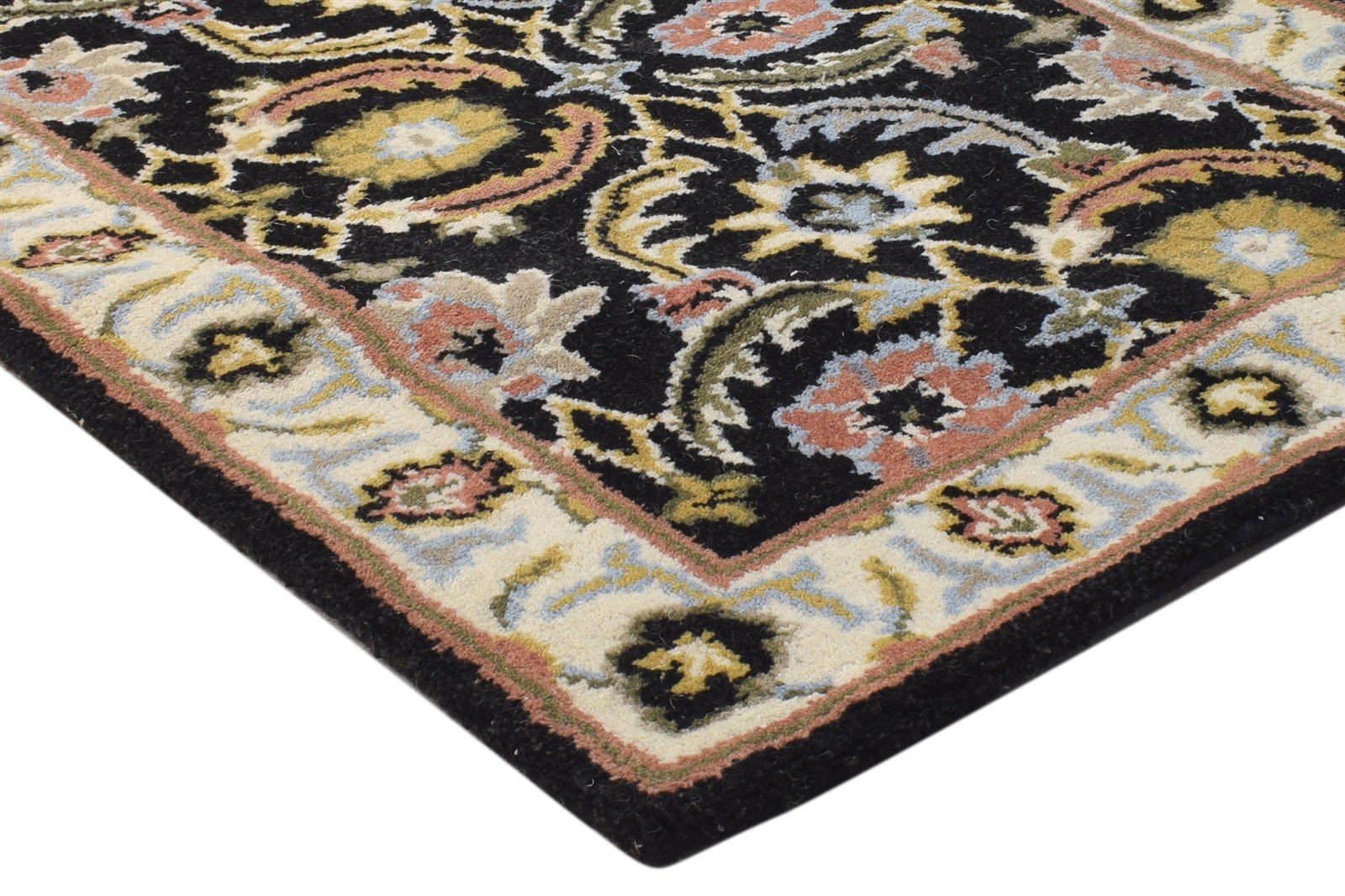 2' X 8' Rug Wool Black Persian Hand Tufted Kashan Oriental Small Runner 