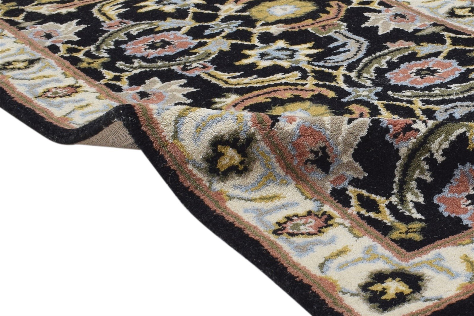 2' X 8' Rug Wool Black Persian Hand Tufted Kashan Oriental Small Runner 