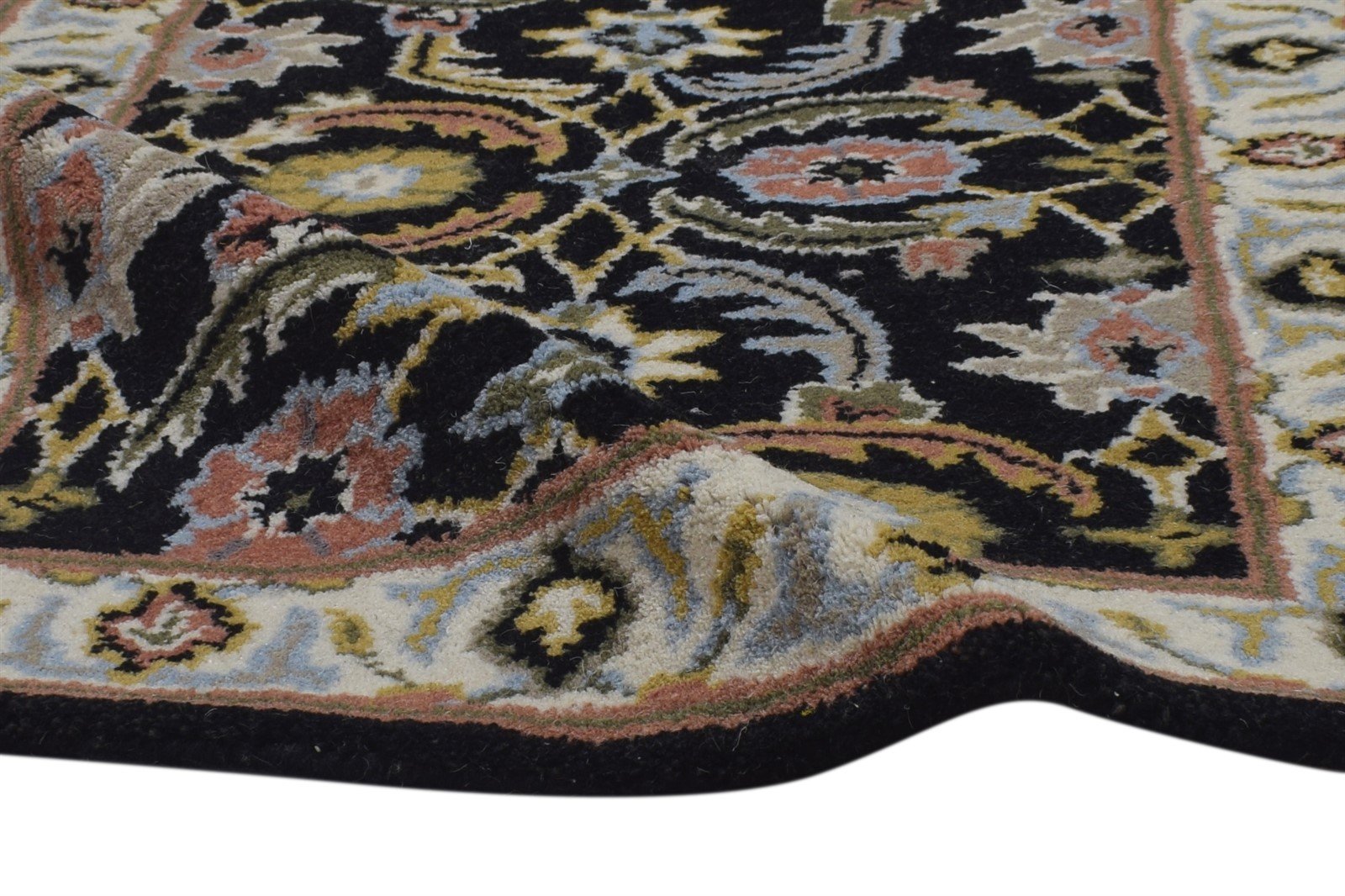 2' X 8' Rug Wool Black Persian Hand Tufted Kashan Oriental Small Runner 