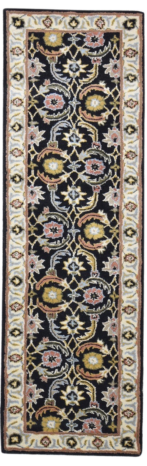 2' X 8' Rug Wool Black Persian Hand Tufted Kashan Oriental Small Runner 