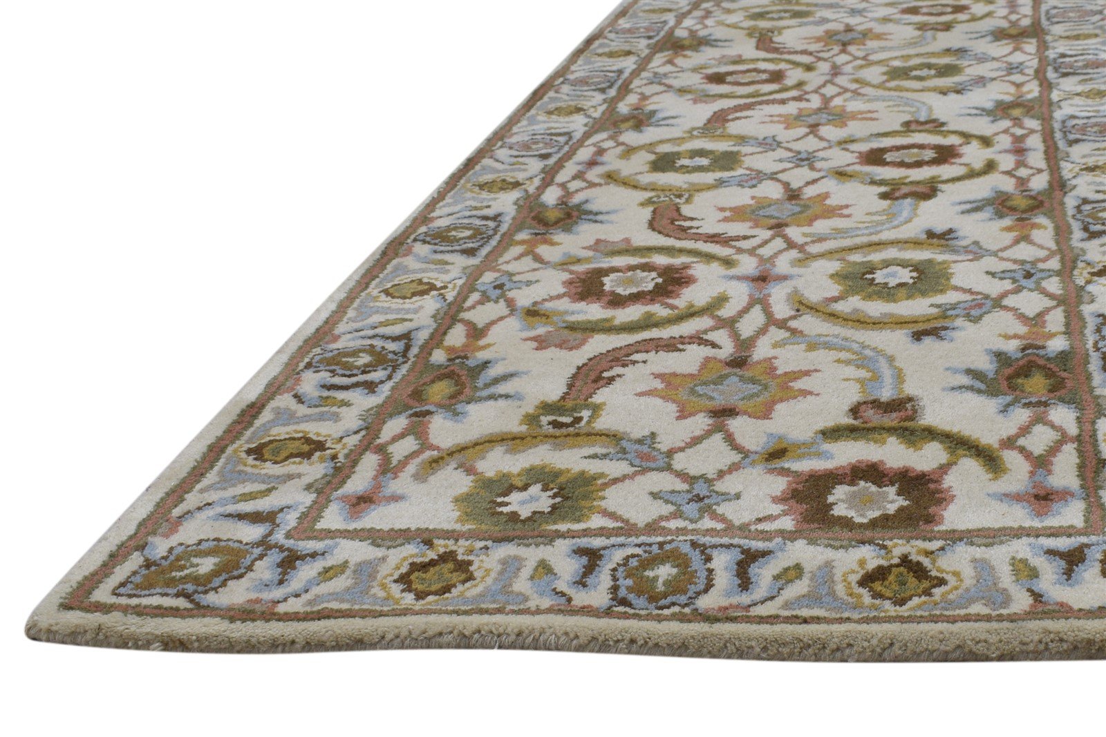 Wool Cream Rug 2' X 8' Persian Hand Tufted Kashan Oriental Small Runner 