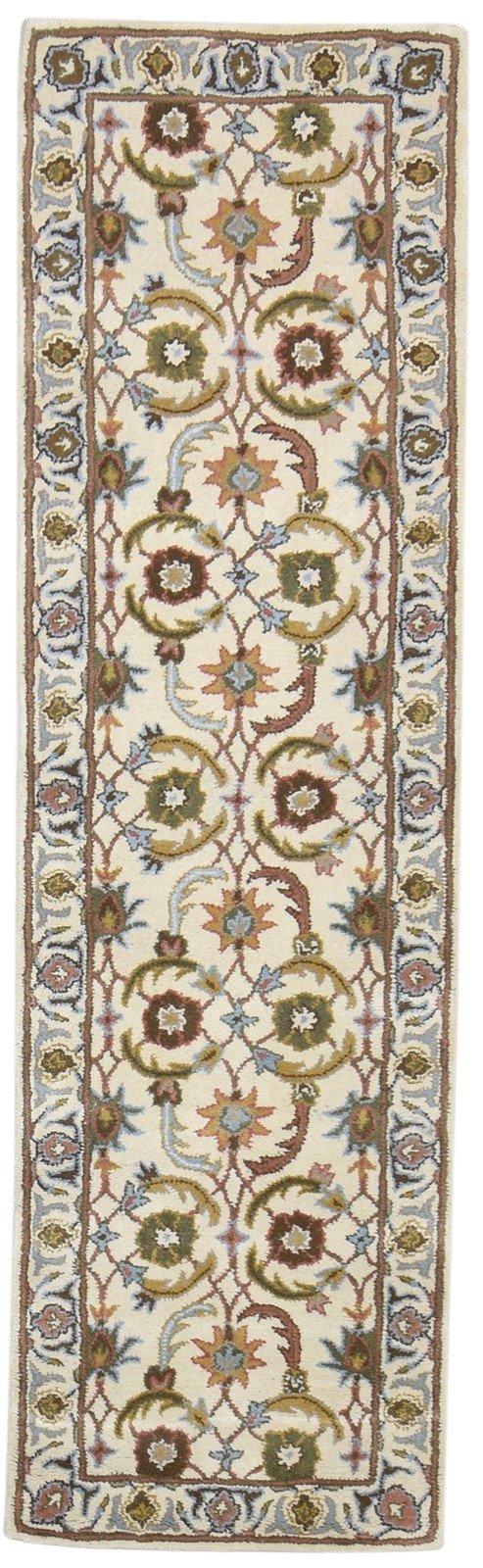 Wool Cream Rug 2' X 8' Persian Hand Tufted Kashan Oriental Small Runner 